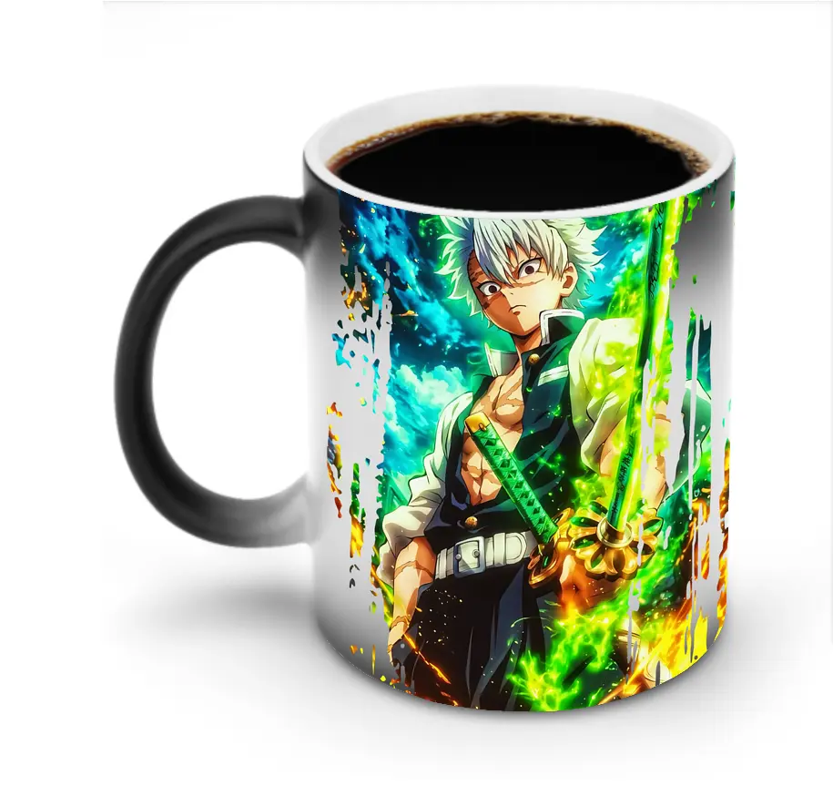 鬼滅の刃 グッズ,不死川 実弥 - 変色マグカップ ・ セラミック ・ 熱転写プリント ・ 耐久性 高品質 ・ ギフト・自宅用 コーヒー お茶