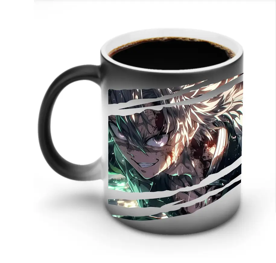 鬼滅の刃 グッズ,不死川 実弥 - 変色マグカップ ・ セラミック ・ 熱転写プリント ・ 耐久性 高品質 ・ ギフト・自宅用 コーヒー お茶