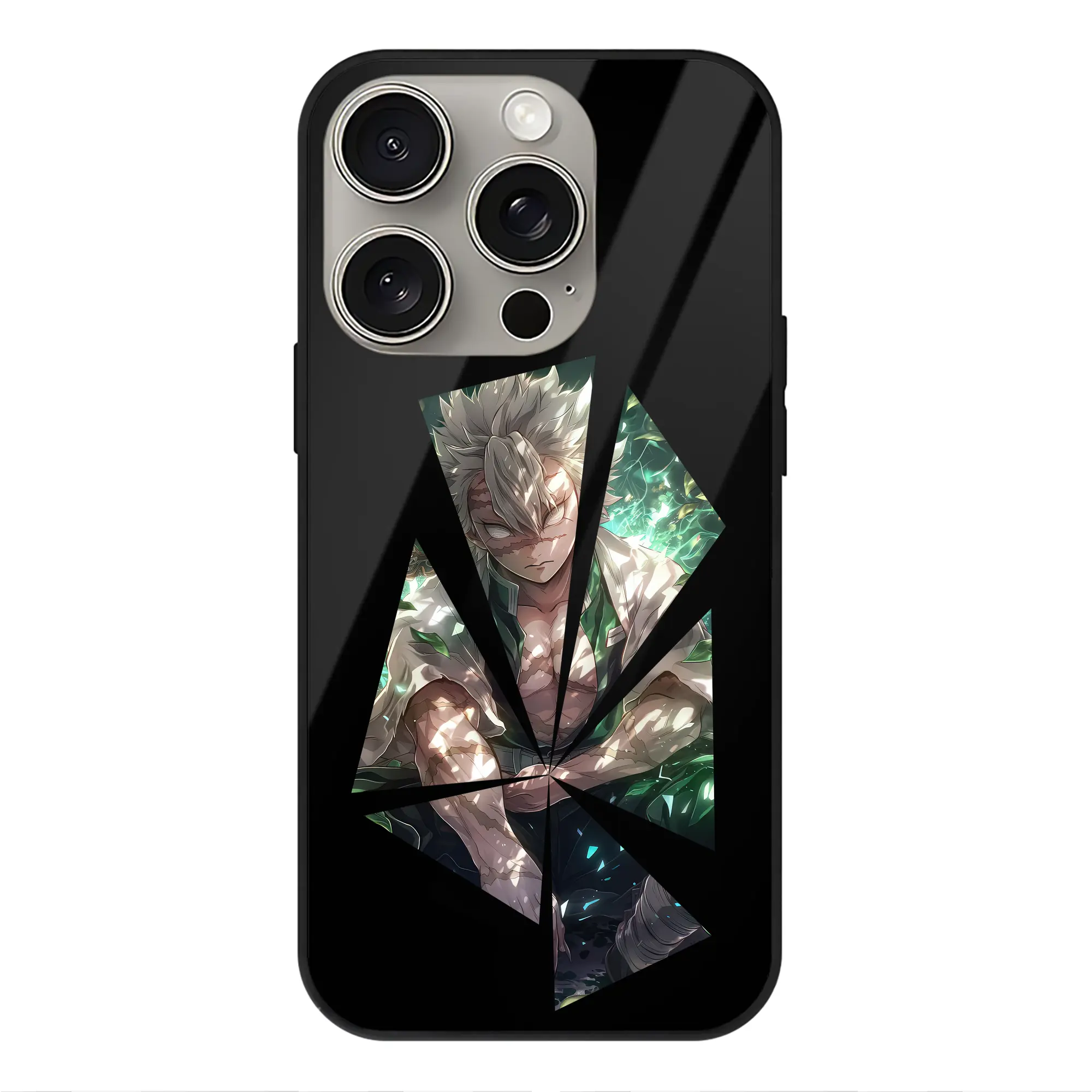 鬼滅の刃 グッズ,不死川 実弥 - IPhone15Pro対応 ・ スマホケース ・ 背面ガラス ・ TPU+強化ガラス ・ 耐衝撃 ・ 黄変防止 ・ ワイヤレス充電対応 ・ 3D立体ボタン