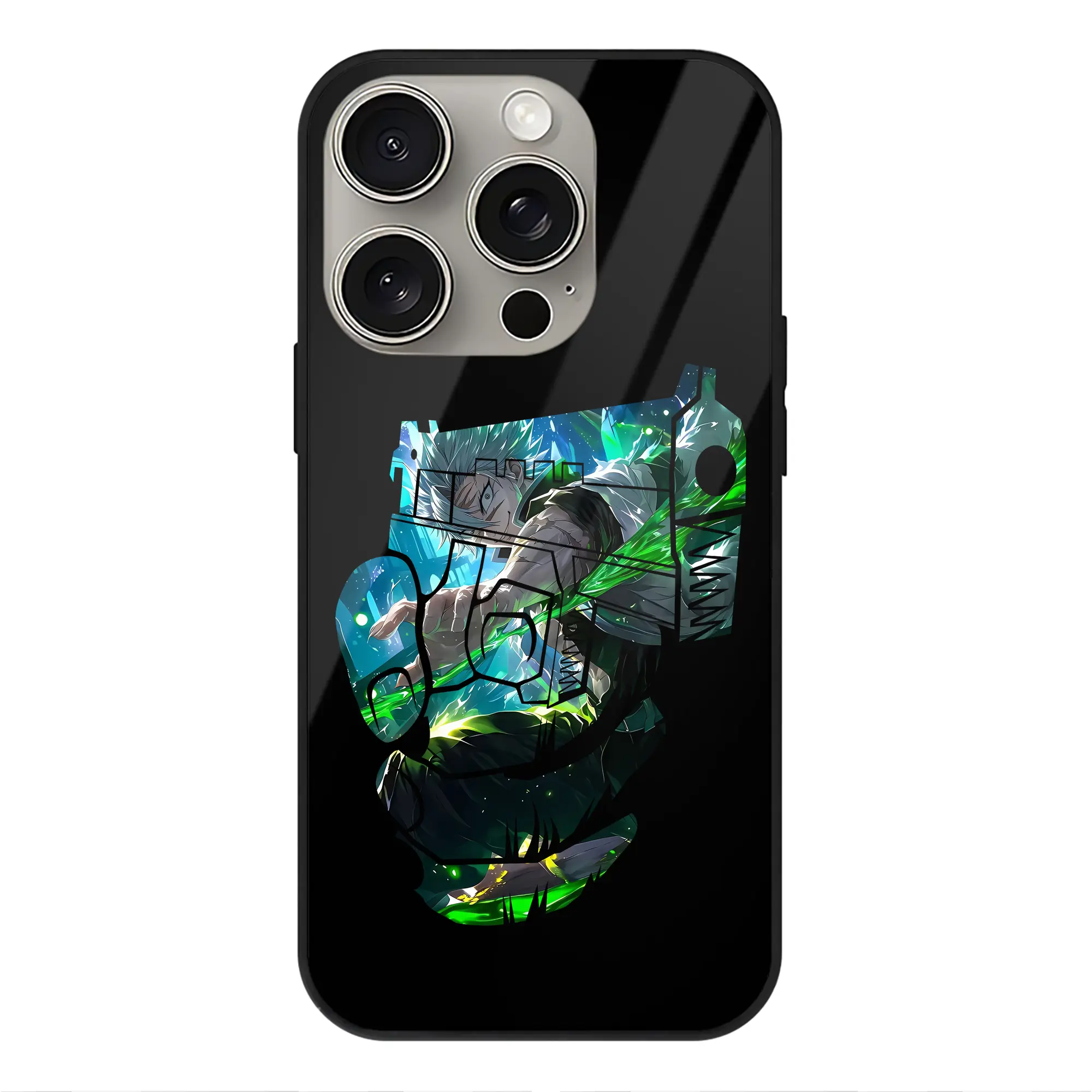 鬼滅の刃 グッズ,不死川 実弥 - IPhone15Pro対応 ・ スマホケース ・ 背面ガラス ・ TPU+強化ガラス ・ 耐衝撃 ・ 黄変防止 ・ ワイヤレス充電対応 ・ 3D立体ボタン