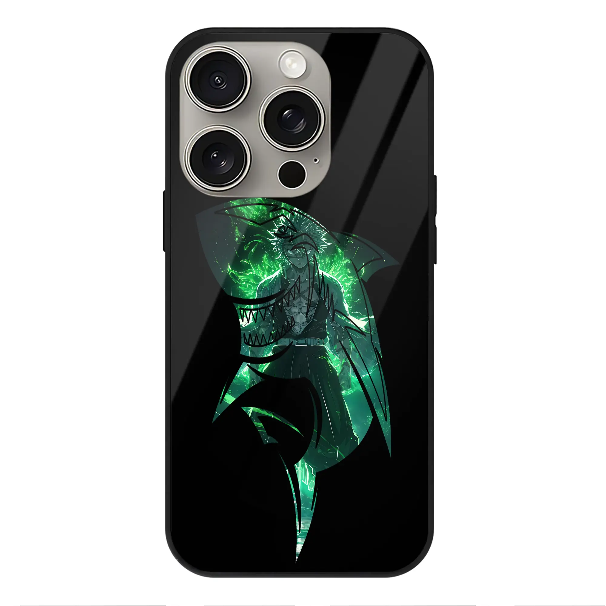 鬼滅の刃 グッズ,不死川 実弥 - IPhone15Pro対応 ・ スマホケース ・ 背面ガラス ・ TPU+強化ガラス ・ 耐衝撃 ・ 黄変防止 ・ ワイヤレス充電対応 ・ 3D立体ボタン