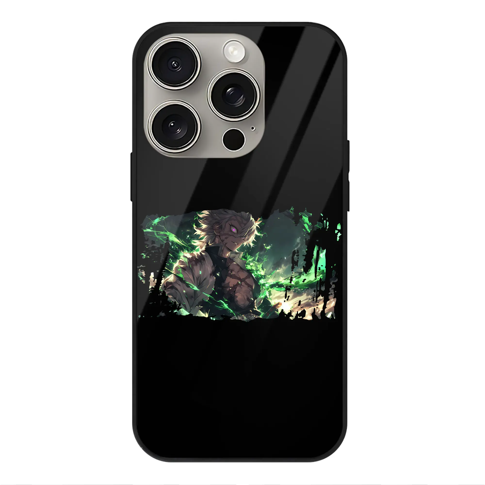 鬼滅の刃 グッズ,不死川 実弥 - IPhone15Pro対応 ・ スマホケース ・ 背面ガラス ・ TPU+強化ガラス ・ 耐衝撃 ・ 黄変防止 ・ ワイヤレス充電対応 ・ 3D立体ボタン