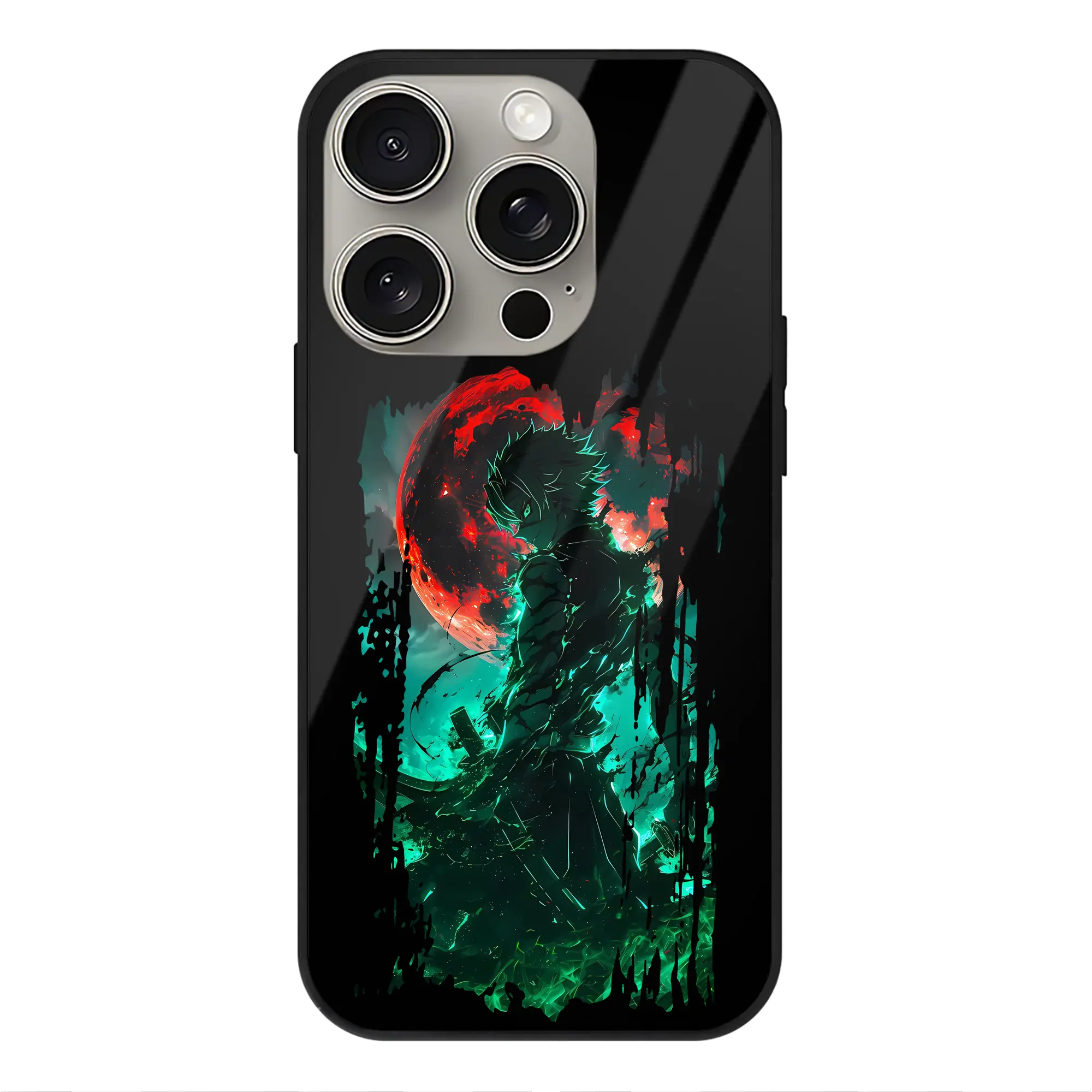 鬼滅の刃 グッズ,不死川 実弥 - IPhone15Pro対応 ・ スマホケース ・ 背面ガラス ・ TPU+強化ガラス ・ 耐衝撃 ・ 黄変防止 ・ ワイヤレス充電対応 ・ 3D立体ボタン