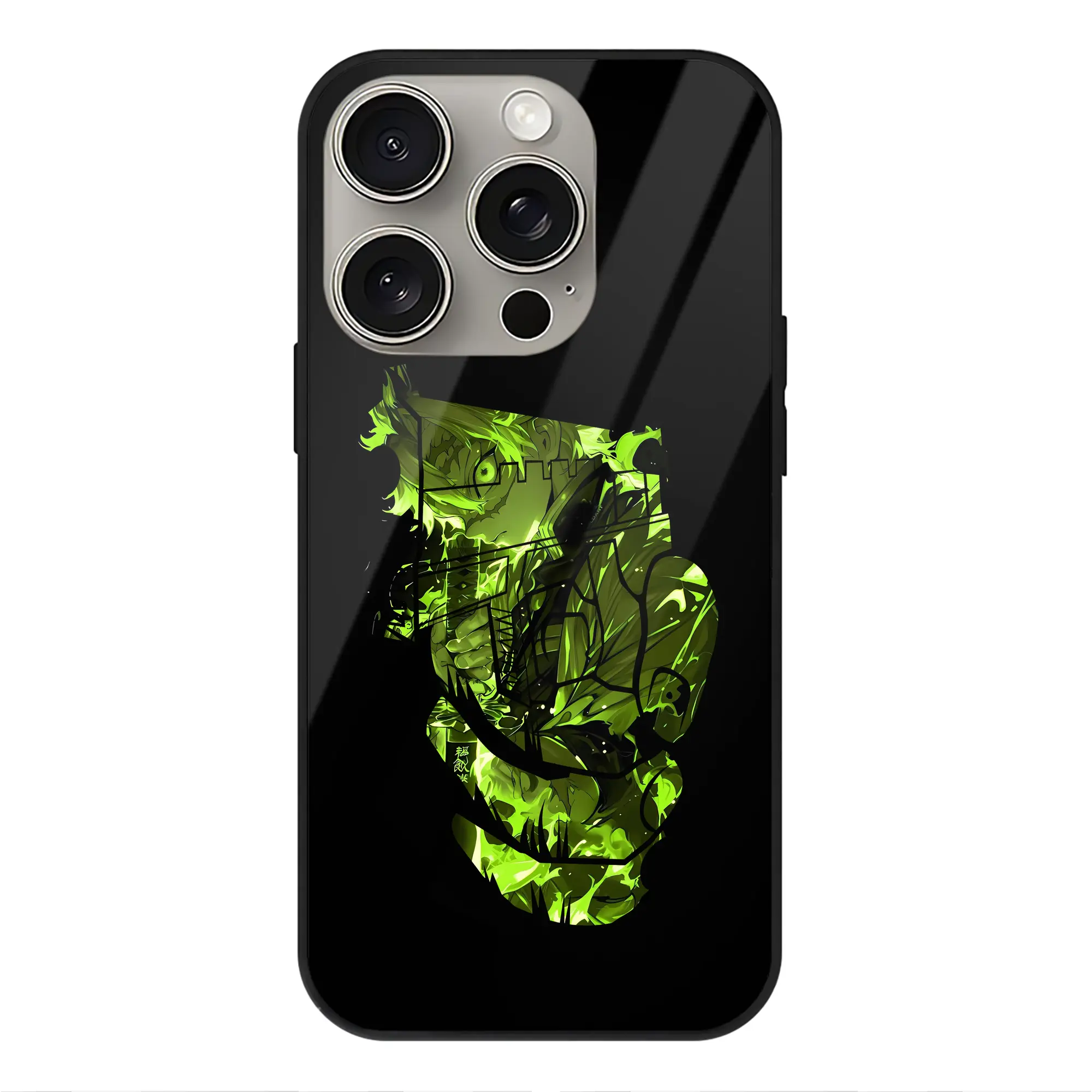 鬼滅の刃 グッズ,不死川 実弥 - IPhone15Pro対応 ・ スマホケース ・ 背面ガラス ・ TPU+強化ガラス ・ 耐衝撃 ・ 黄変防止 ・ ワイヤレス充電対応 ・ 3D立体ボタン