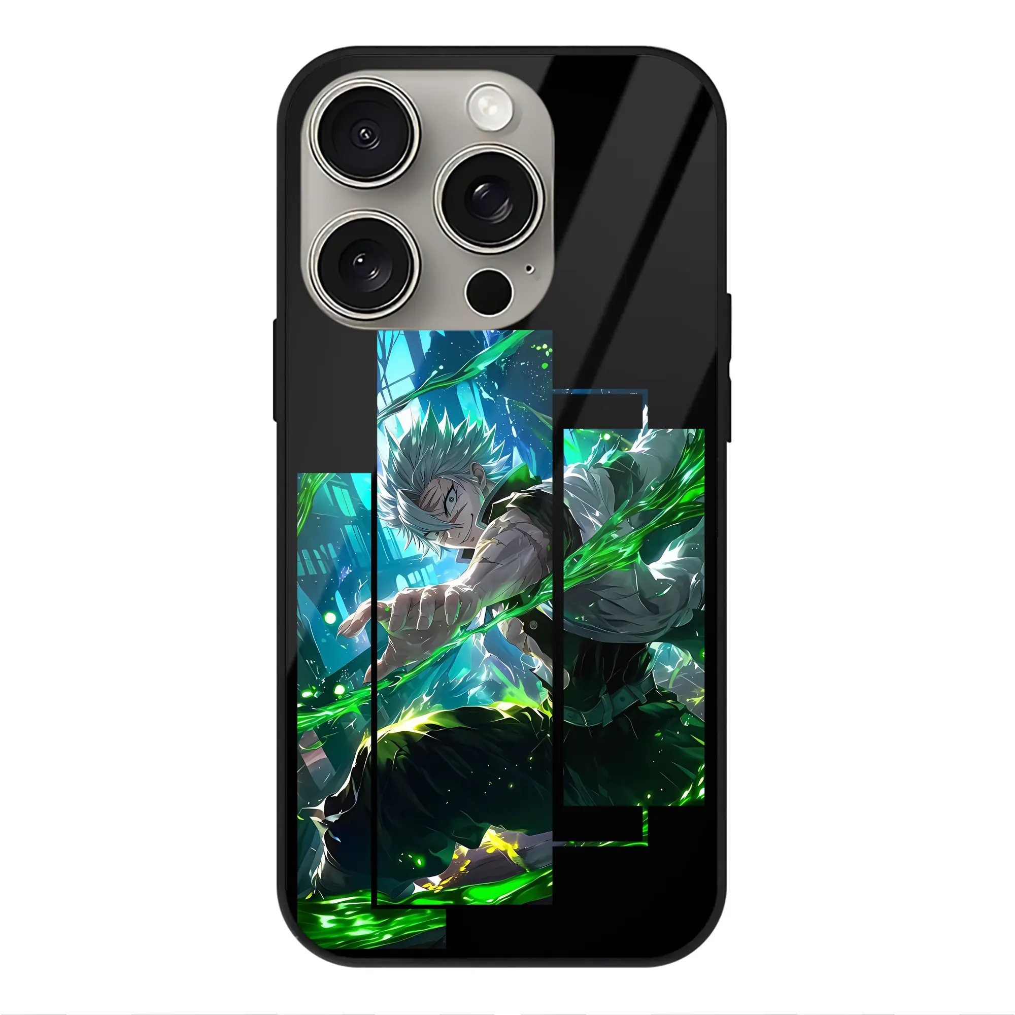 鬼滅の刃 グッズ,不死川 実弥 - IPhone15Pro対応 ・ スマホケース ・ 背面ガラス ・ TPU+強化ガラス ・ 耐衝撃 ・ 黄変防止 ・ ワイヤレス充電対応 ・ 3D立体ボタン