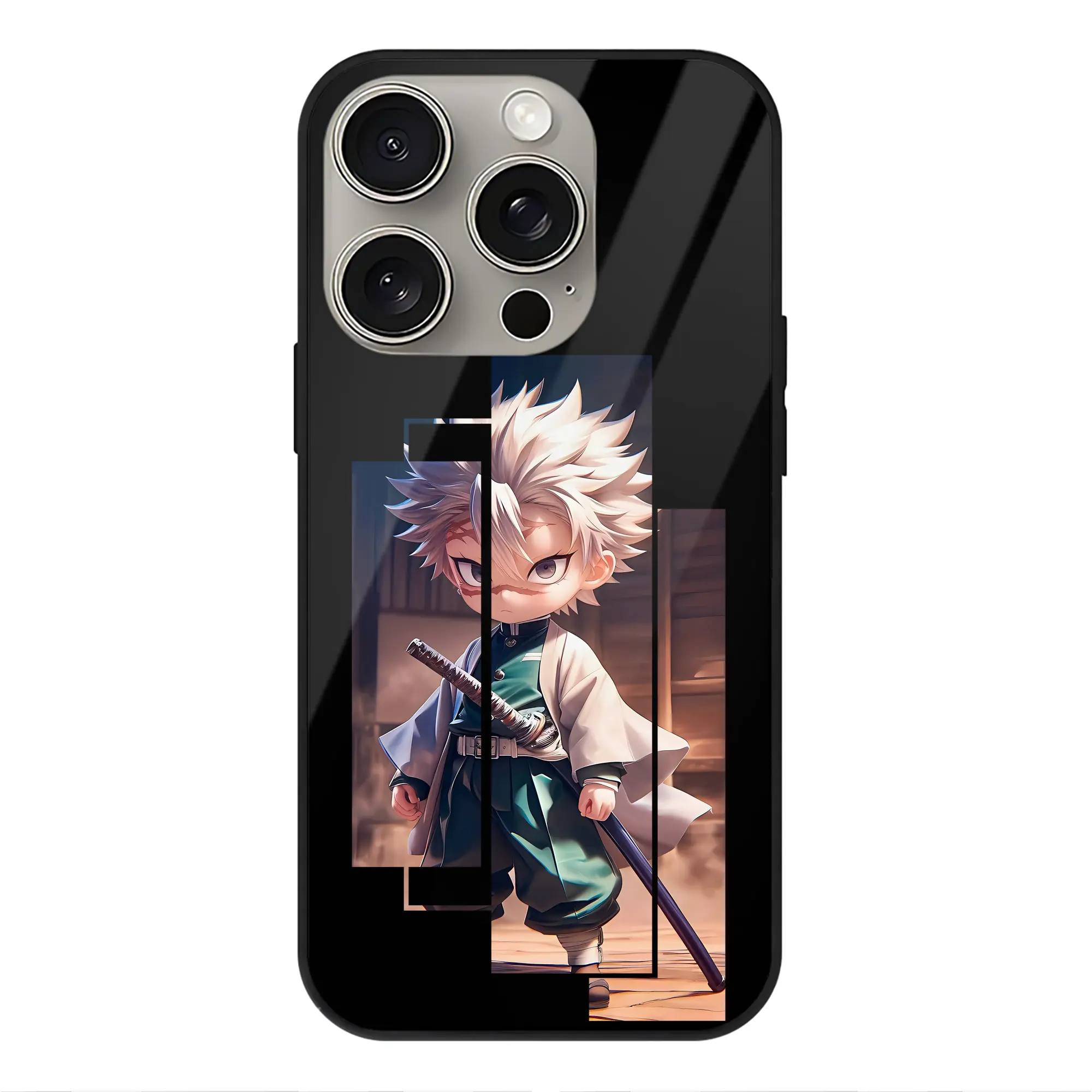 鬼滅の刃 グッズ,不死川 実弥 - IPhone15Pro対応 ・ スマホケース ・ 背面ガラス ・ TPU+強化ガラス ・ 耐衝撃 ・ 黄変防止 ・ ワイヤレス充電対応 ・ 3D立体ボタン