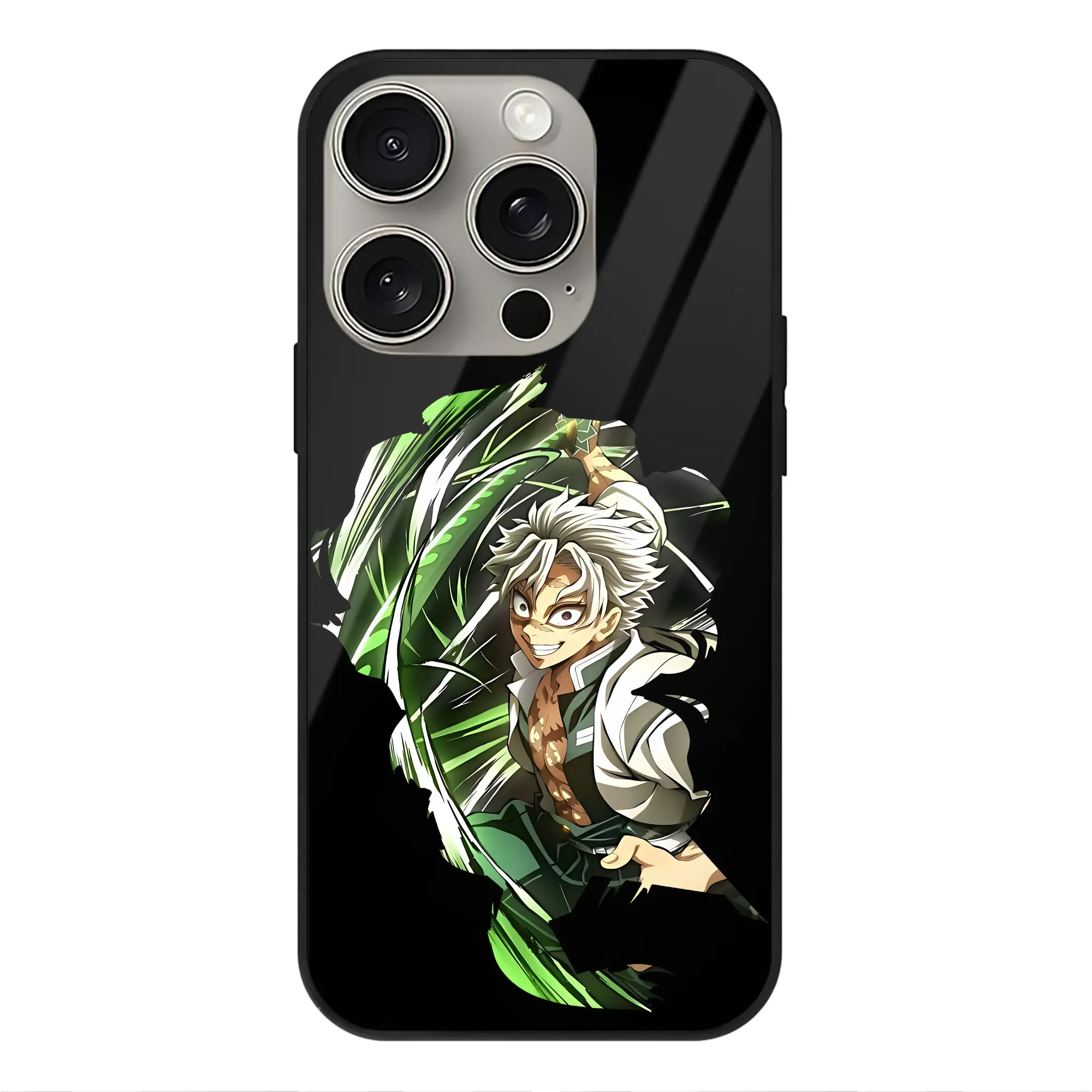 鬼滅の刃 グッズ,不死川 実弥 - IPhone15Pro対応 ・ スマホケース ・ 背面ガラス ・ TPU+強化ガラス ・ 耐衝撃 ・ 黄変防止 ・ ワイヤレス充電対応 ・ 3D立体ボタン