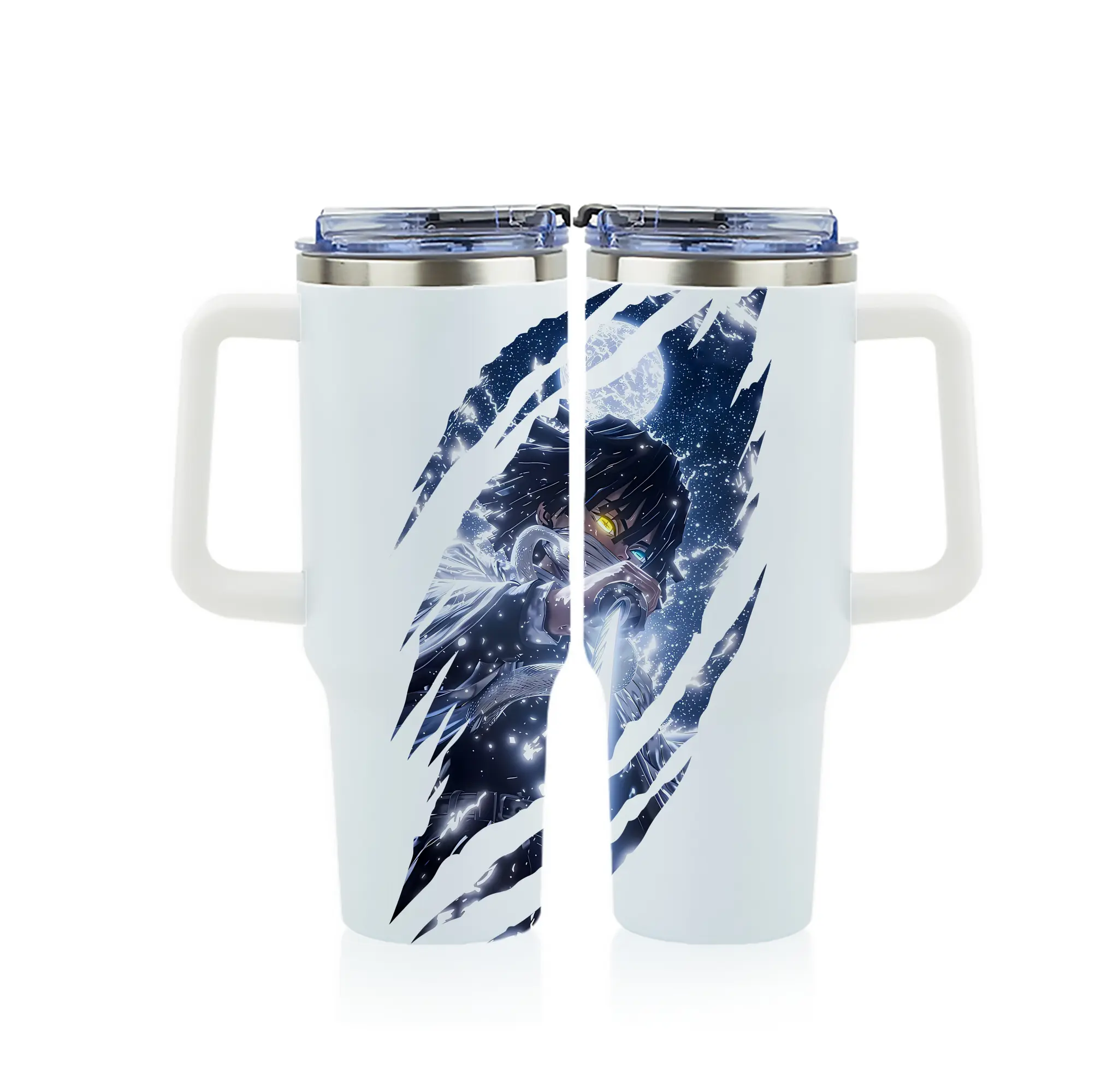 鬼滅の刃 グッズ,伊黒 小芭内 - 1200mL フルプリント車用タンブラー ・ 304ステンレス 内側 ・ 201ステンレス 外側 ・ 保温 保冷 ・ 通勤 ドライブ アウトドア用