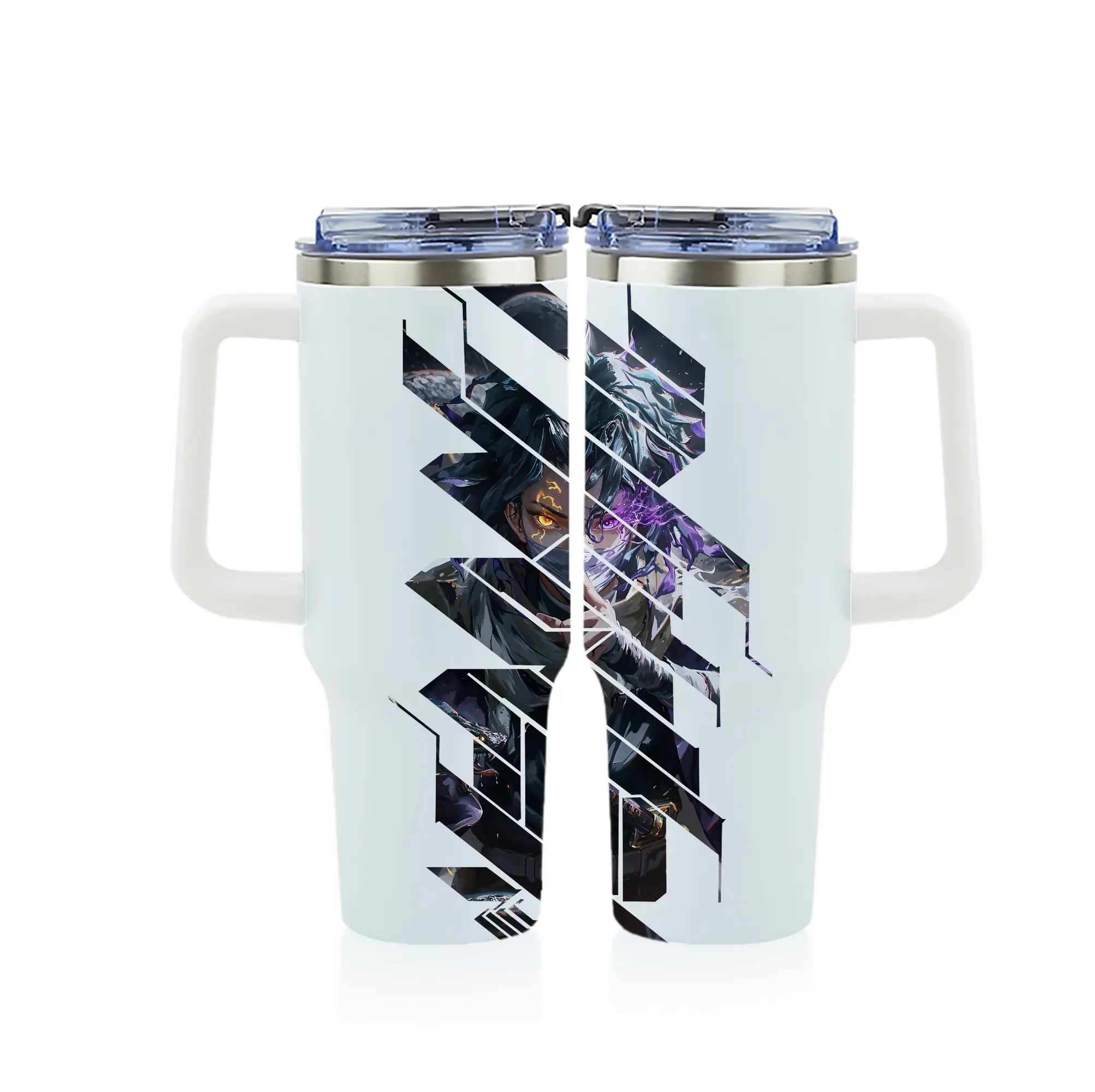 鬼滅の刃 グッズ,伊黒 小芭内 - 1200mL フルプリント車用タンブラー ・ 304ステンレス 内側 ・ 201ステンレス 外側 ・ 保温 保冷 ・ 通勤 ドライブ アウトドア用