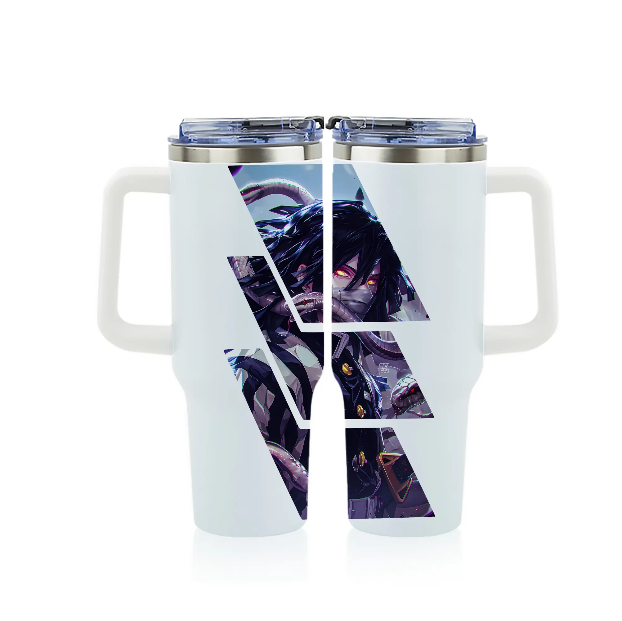 鬼滅の刃 グッズ,伊黒 小芭内 - 1200mL フルプリント車用タンブラー ・ 304ステンレス 内側 ・ 201ステンレス 外側 ・ 保温 保冷 ・ 通勤 ドライブ アウトドア用