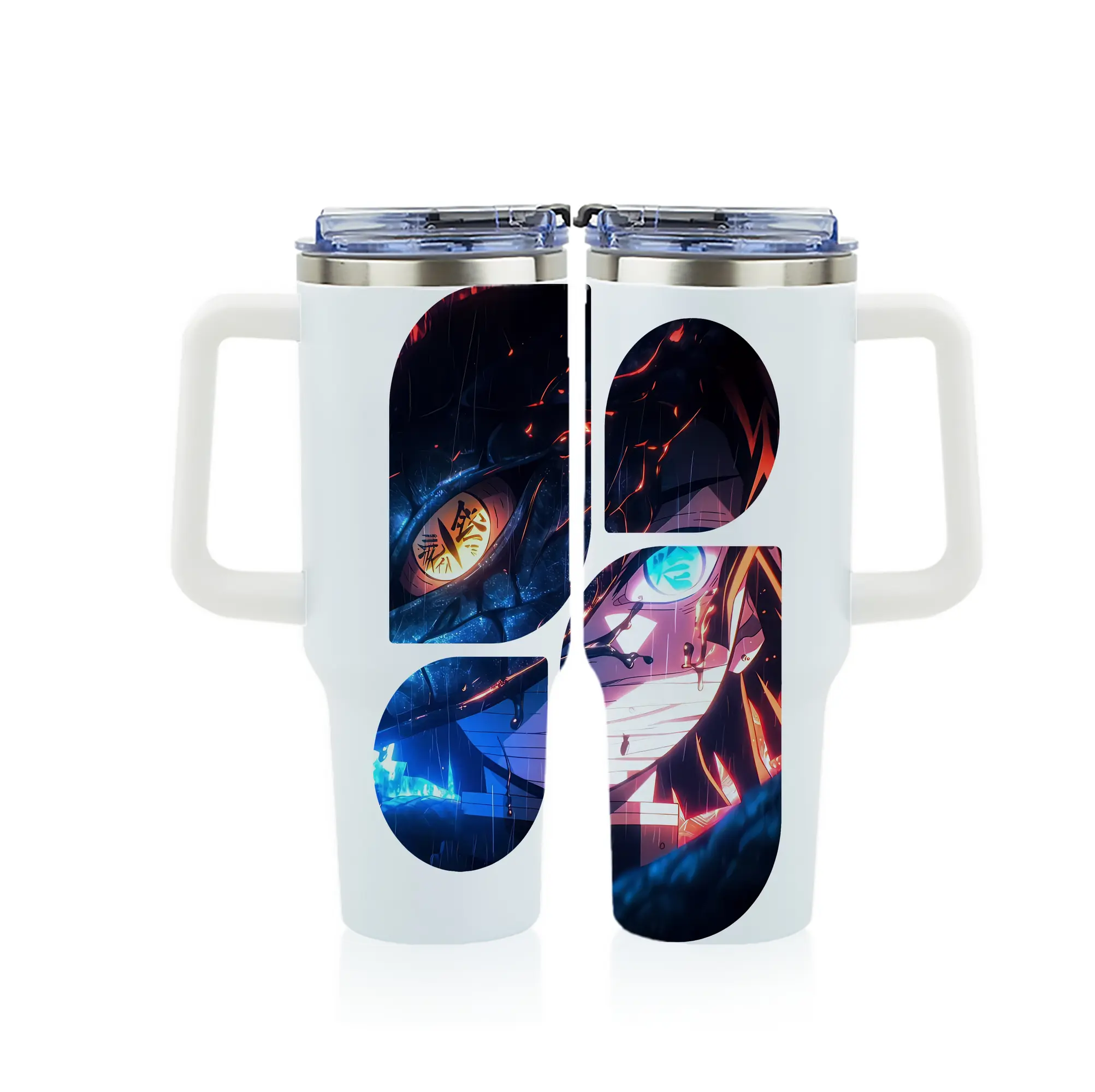 鬼滅の刃 グッズ,伊黒 小芭内 - 1200mL フルプリント車用タンブラー ・ 304ステンレス 内側 ・ 201ステンレス 外側 ・ 保温 保冷 ・ 通勤 ドライブ アウトドア用