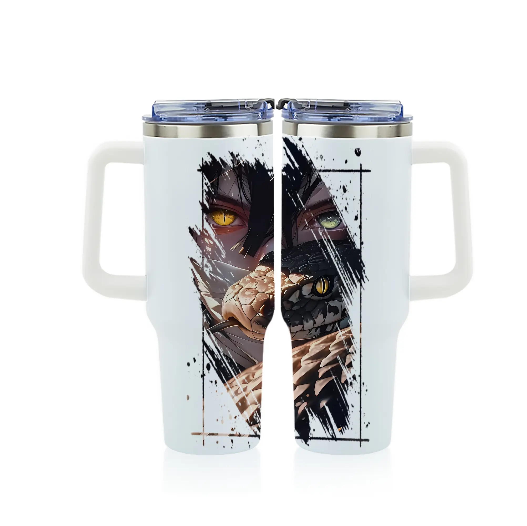 鬼滅の刃 グッズ,伊黒 小芭内 - 1200mL フルプリント車用タンブラー ・ 304ステンレス 内側 ・ 201ステンレス 外側 ・ 保温 保冷 ・ 通勤 ドライブ アウトドア用