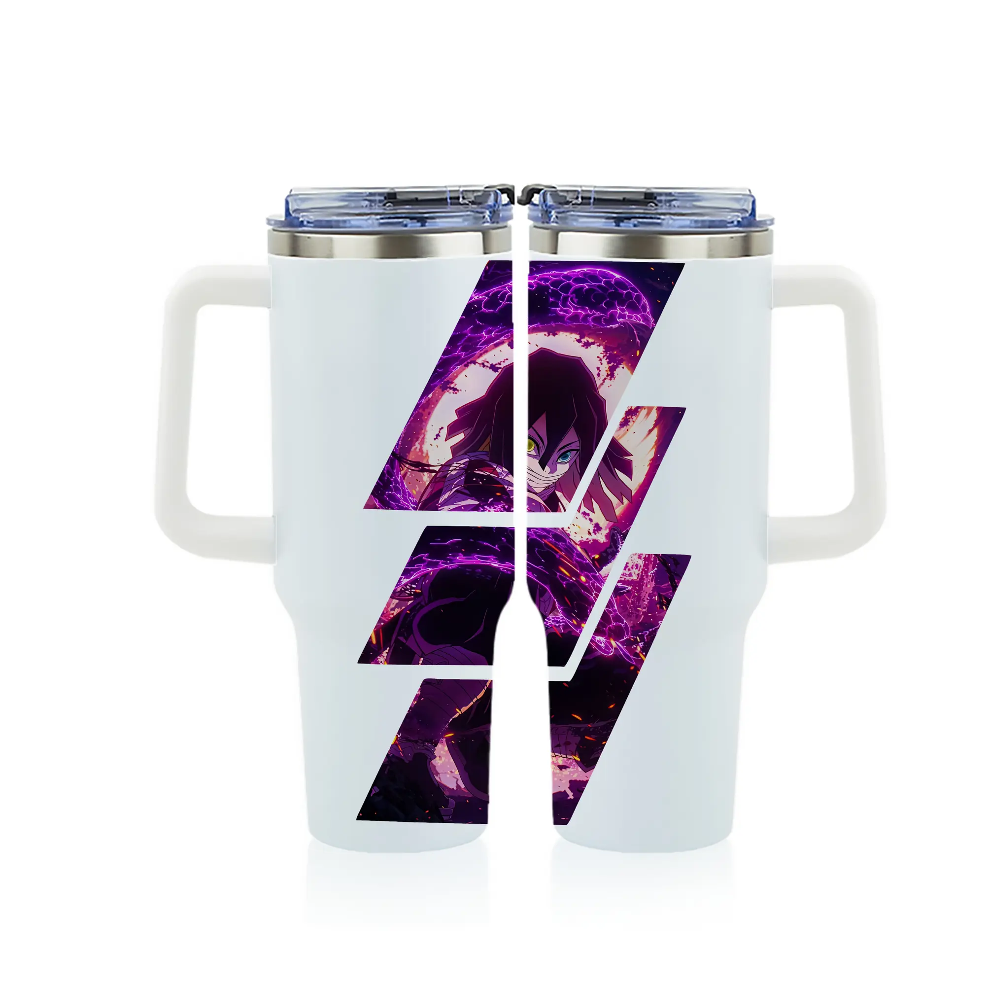 鬼滅の刃 グッズ,伊黒 小芭内 - 1200mL フルプリント車用タンブラー ・ 304ステンレス 内側 ・ 201ステンレス 外側 ・ 保温 保冷 ・ 通勤 ドライブ アウトドア用