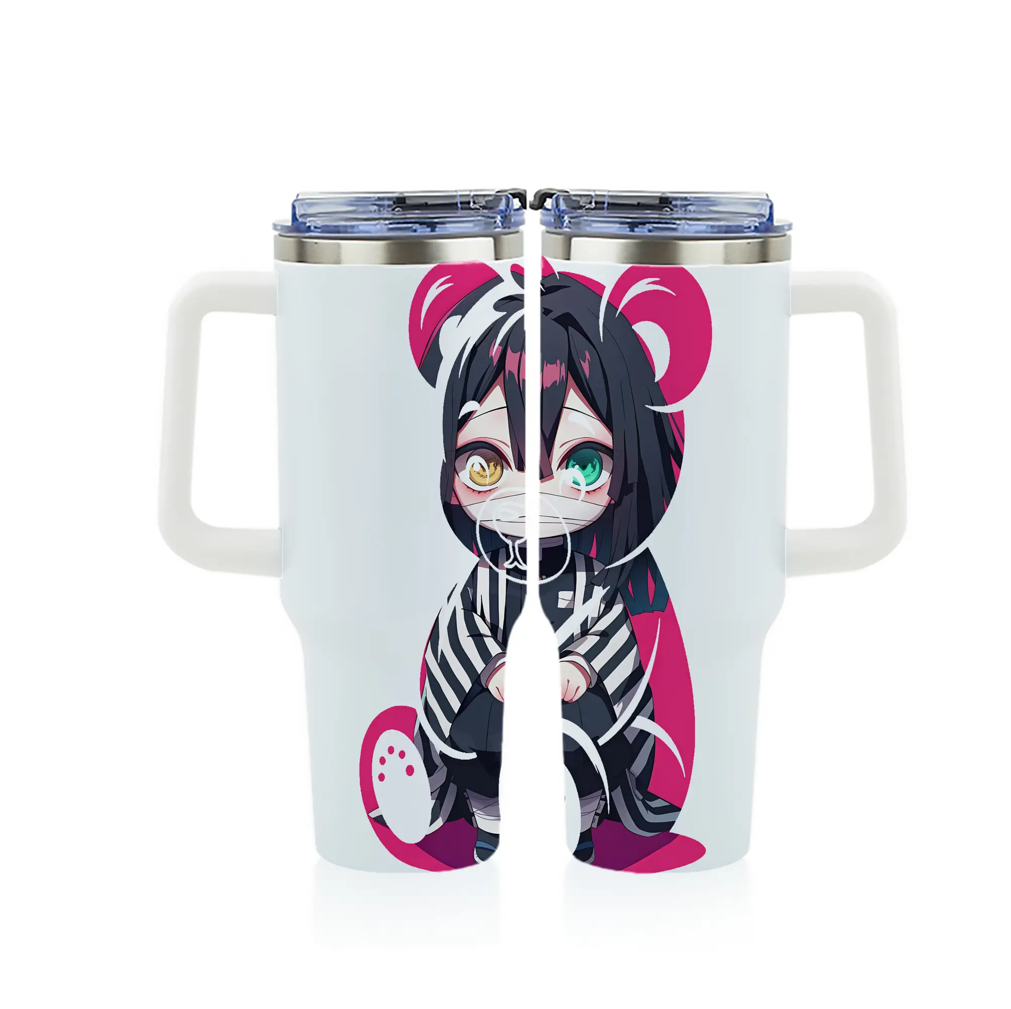 鬼滅の刃 グッズ,伊黒 小芭内 - 1200mL フルプリント車用タンブラー ・ 304ステンレス 内側 ・ 201ステンレス 外側 ・ 保温 保冷 ・ 通勤 ドライブ アウトドア用