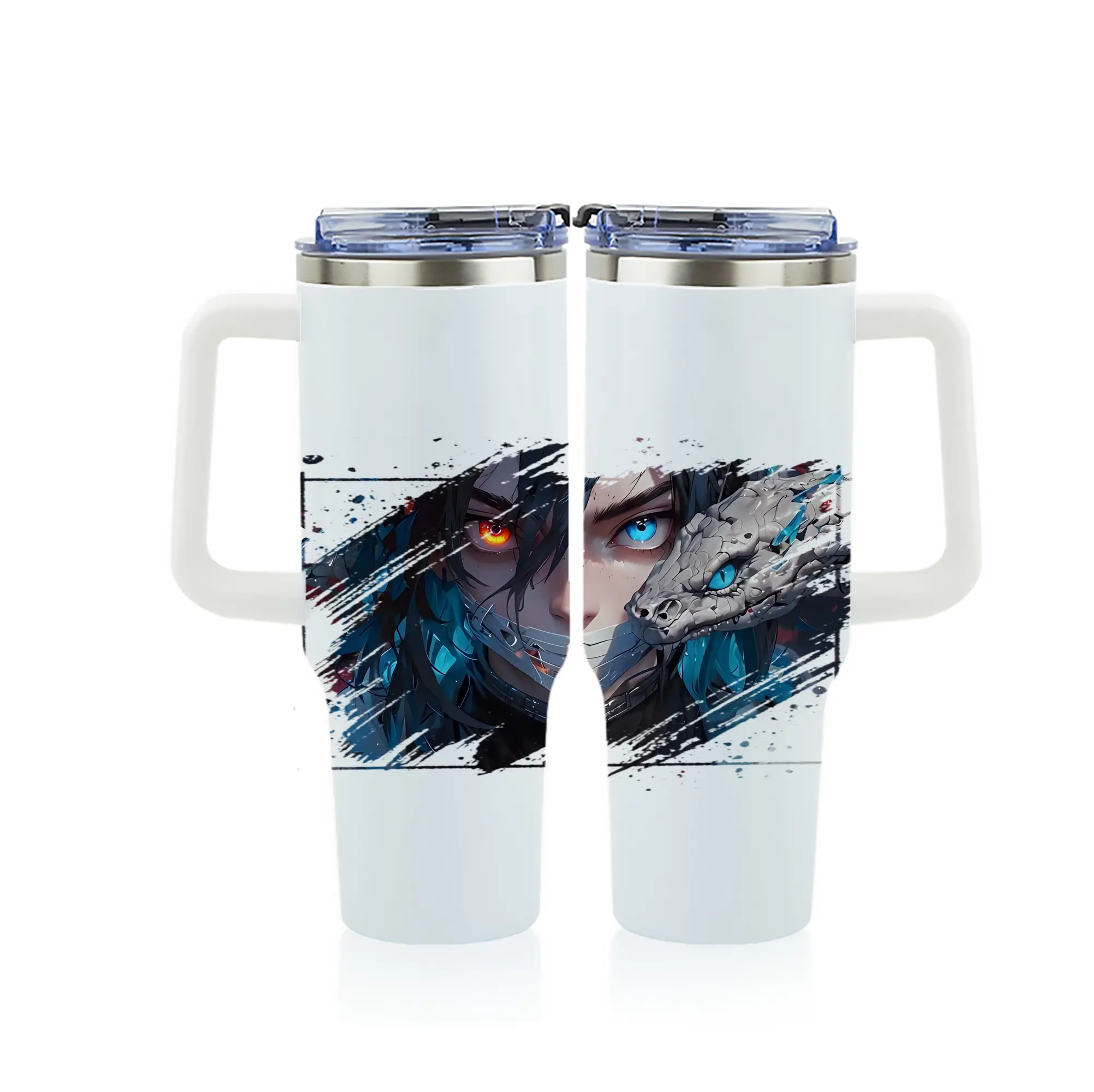 鬼滅の刃 グッズ,伊黒 小芭内 - 1200mL フルプリント車用タンブラー ・ 304ステンレス 内側 ・ 201ステンレス 外側 ・ 保温 保冷 ・ 通勤 ドライブ アウトドア用