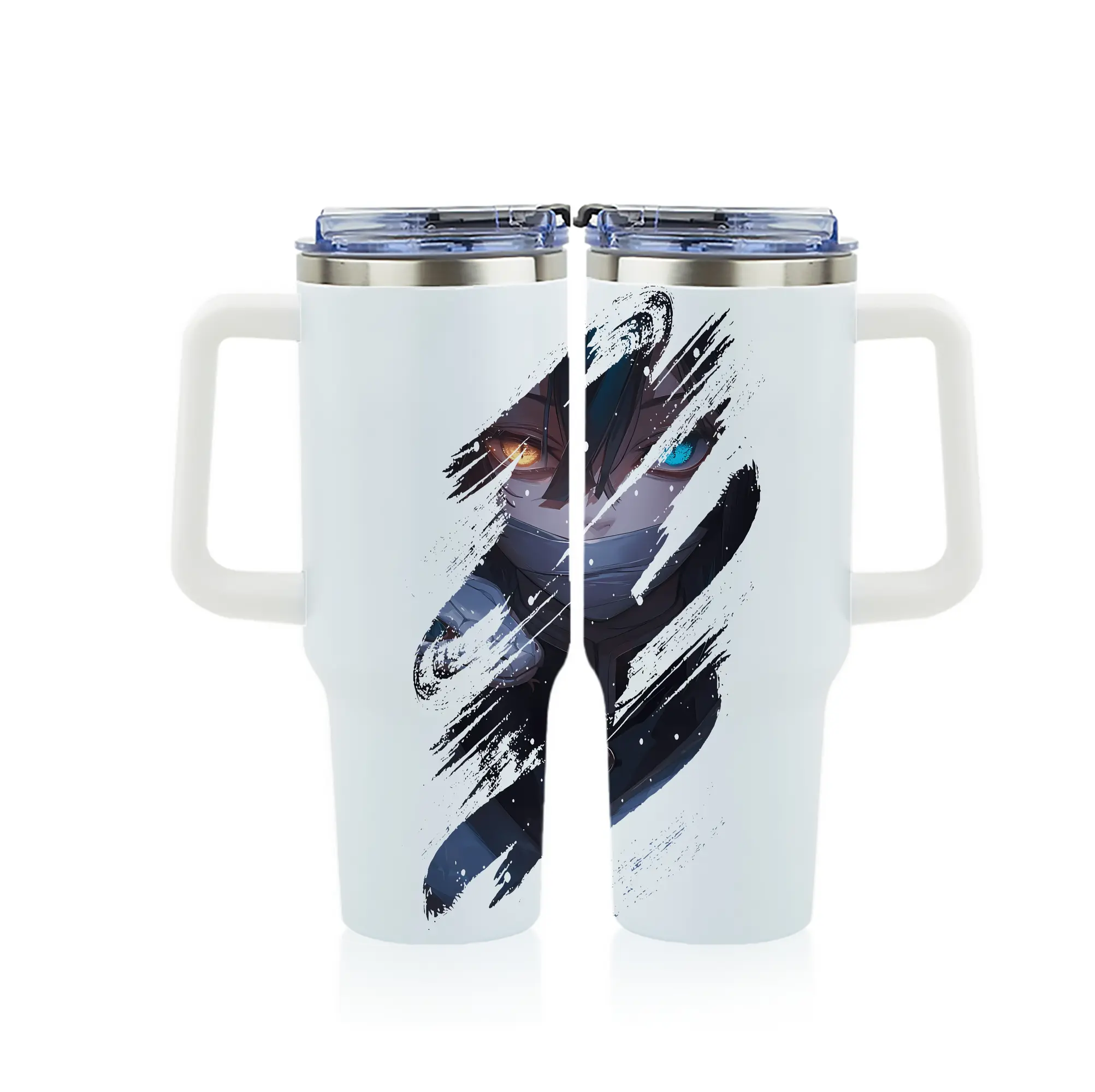 鬼滅の刃 グッズ,伊黒 小芭内 - 1200mL フルプリント車用タンブラー ・ 304ステンレス 内側 ・ 201ステンレス 外側 ・ 保温 保冷 ・ 通勤 ドライブ アウトドア用