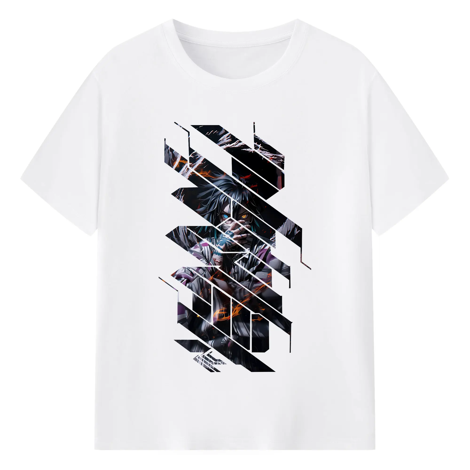 鬼滅の刃 グッズ,伊黒 小芭内 - 綿100％ 半袖Tシャツ ・ フロントプリント ・ 快適 通気性 ・ 日常使い 散歩 スポーツ用