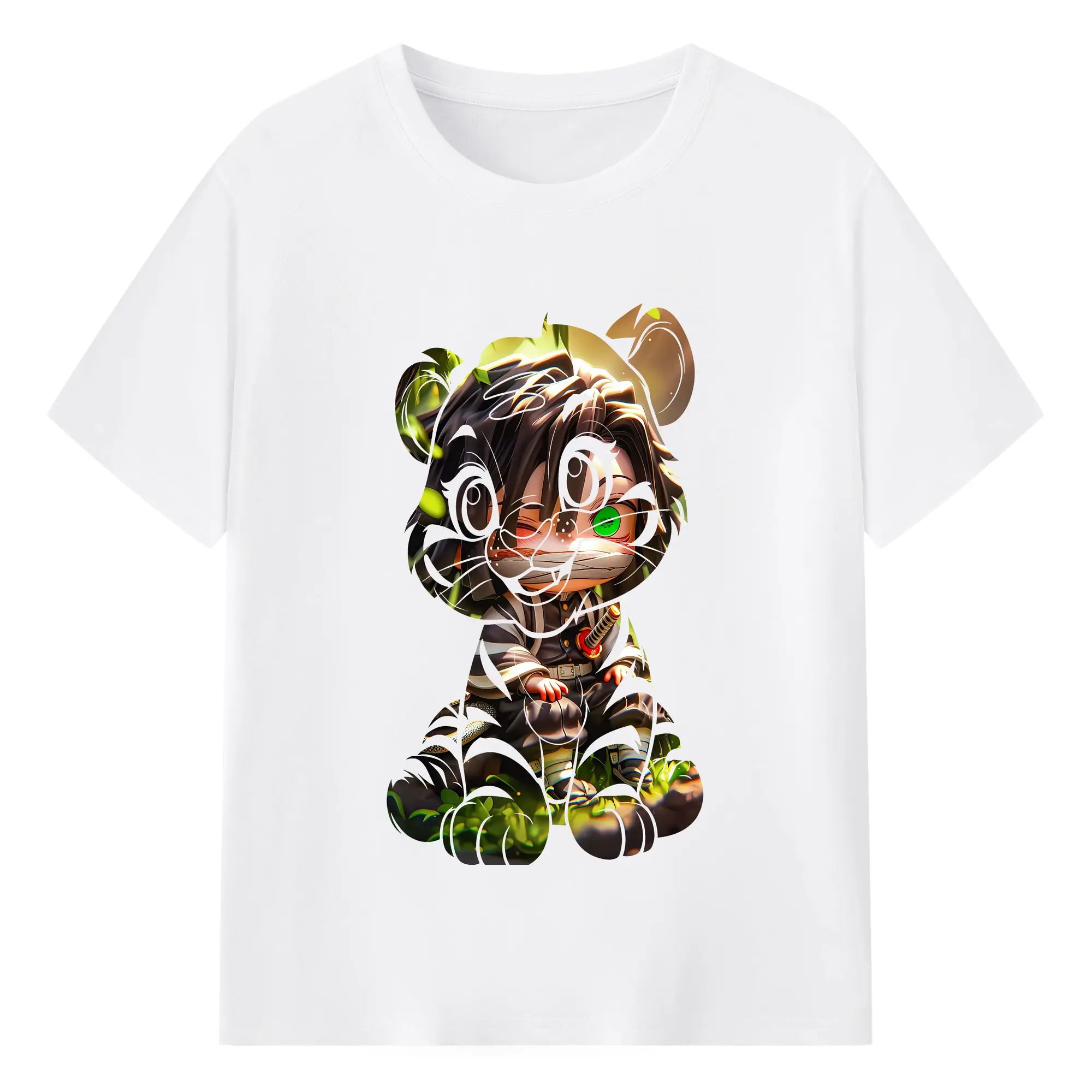 鬼滅の刃 グッズ,伊黒 小芭内 - 綿100％ 半袖Tシャツ ・ フロントプリント ・ 快適 通気性 ・ 日常使い 散歩 スポーツ用