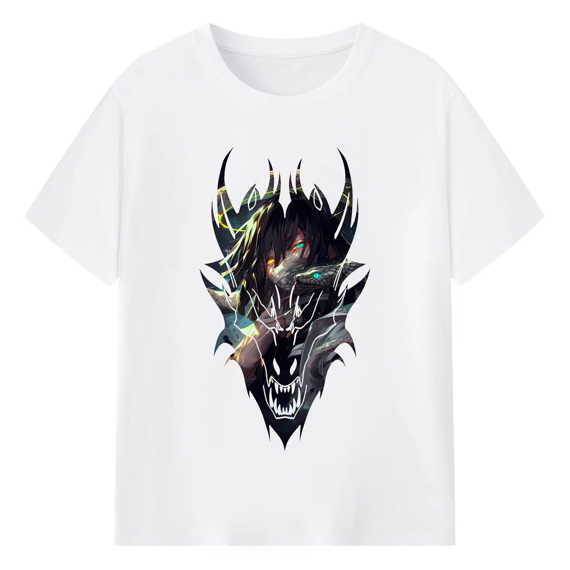 鬼滅の刃 グッズ,伊黒 小芭内 - 綿100％ 半袖Tシャツ ・ フロントプリント ・ 快適 通気性 ・ 日常使い 散歩 スポーツ用