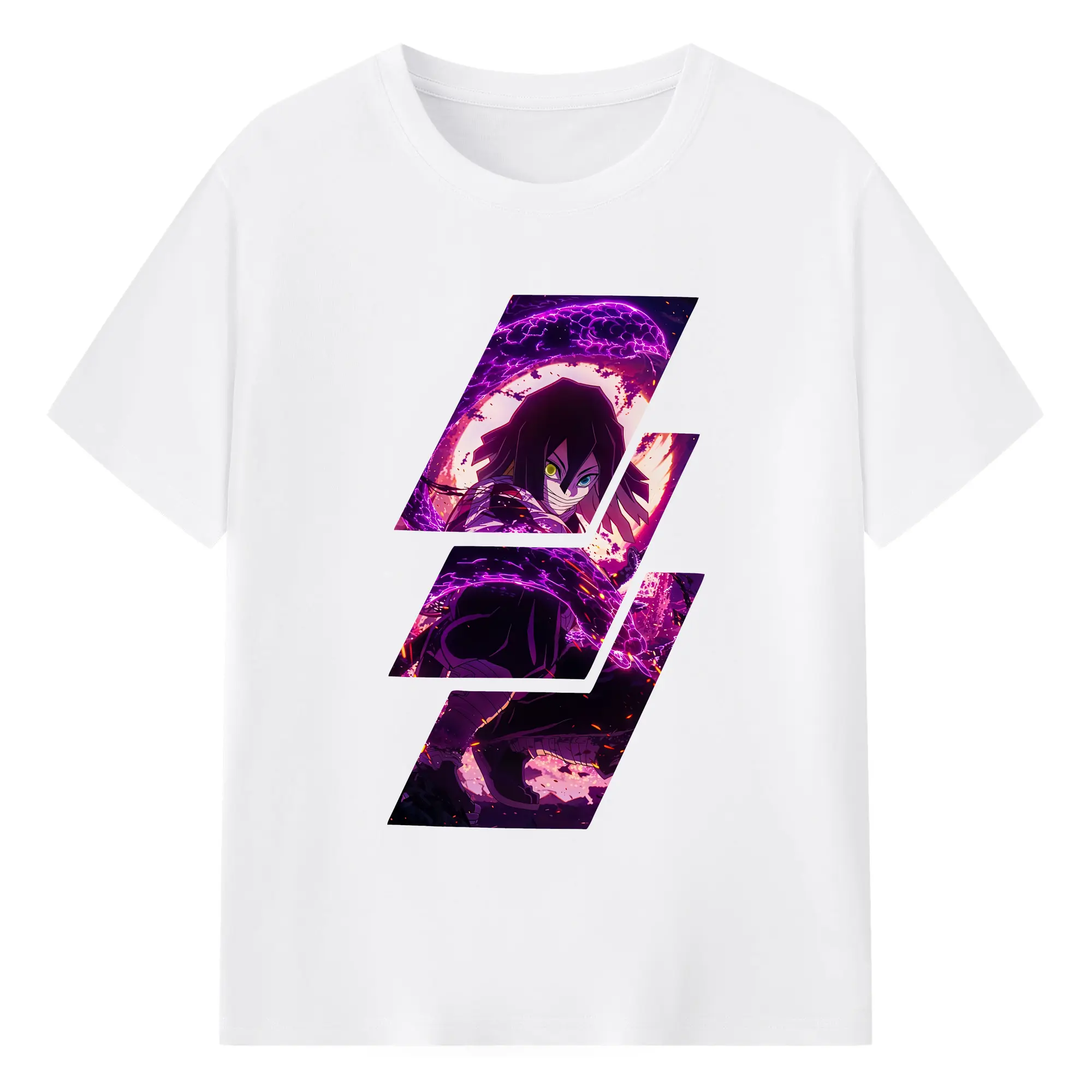 鬼滅の刃 グッズ,伊黒 小芭内 - 綿100％ 半袖Tシャツ ・ フロントプリント ・ 快適 通気性 ・ 日常使い 散歩 スポーツ用