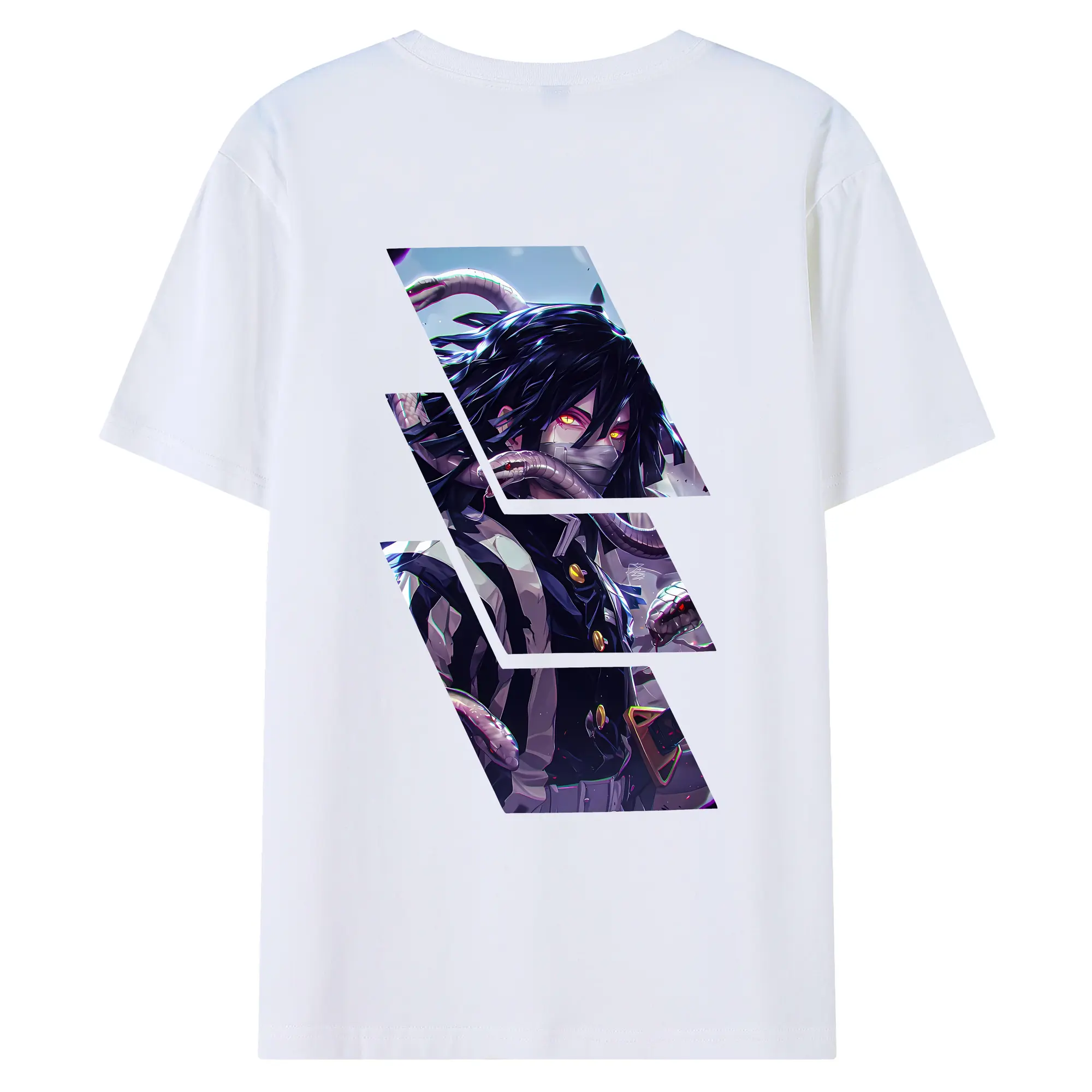 鬼滅の刃 グッズ,伊黒 小芭内 - 綿100％ 半袖Tシャツ ・ バックプリント ・ 快適 通気性 ・ 日常使い 散歩 スポーツ用