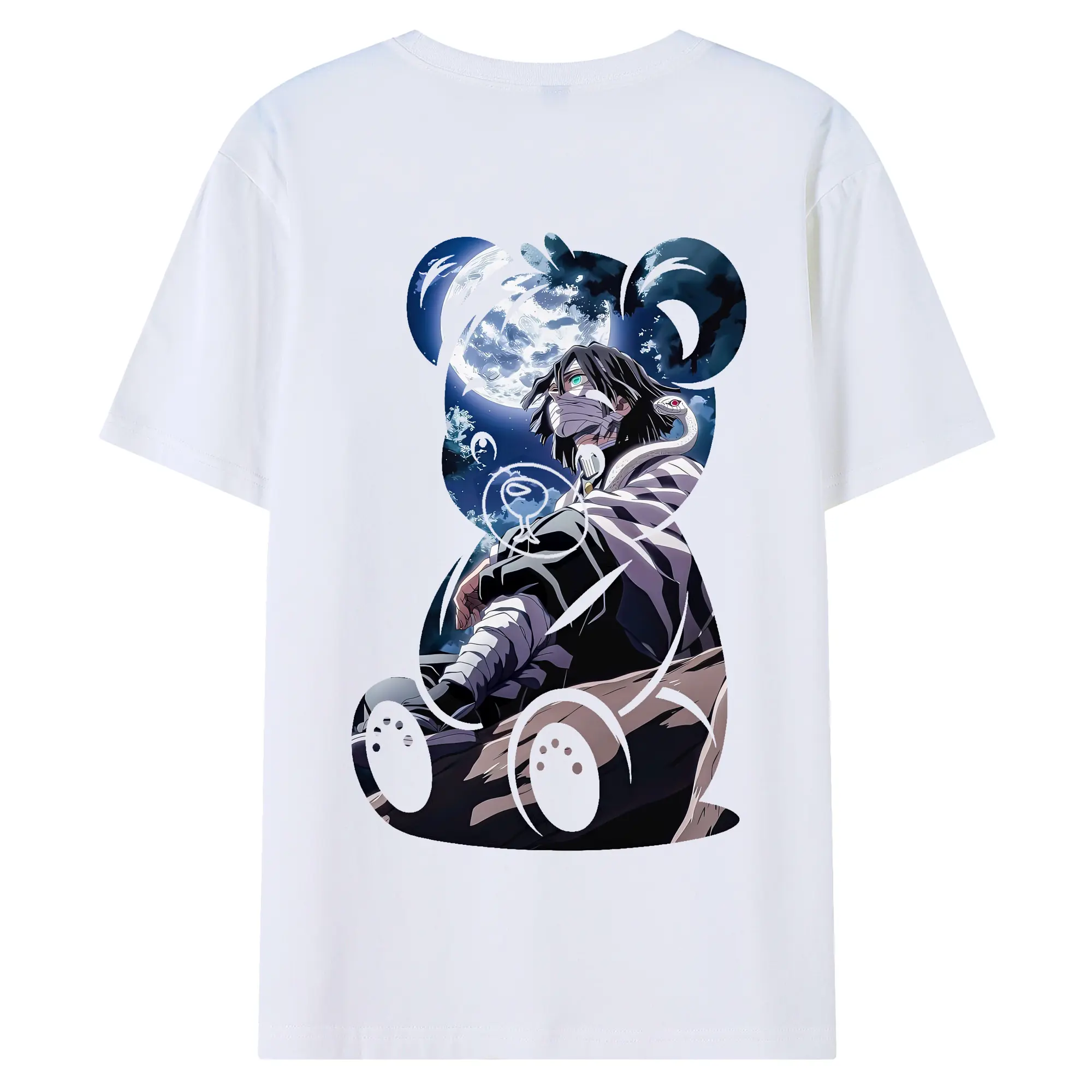 鬼滅の刃 グッズ,伊黒 小芭内 - 綿100％ 半袖Tシャツ ・ バックプリント ・ 快適 通気性 ・ 日常使い 散歩 スポーツ用