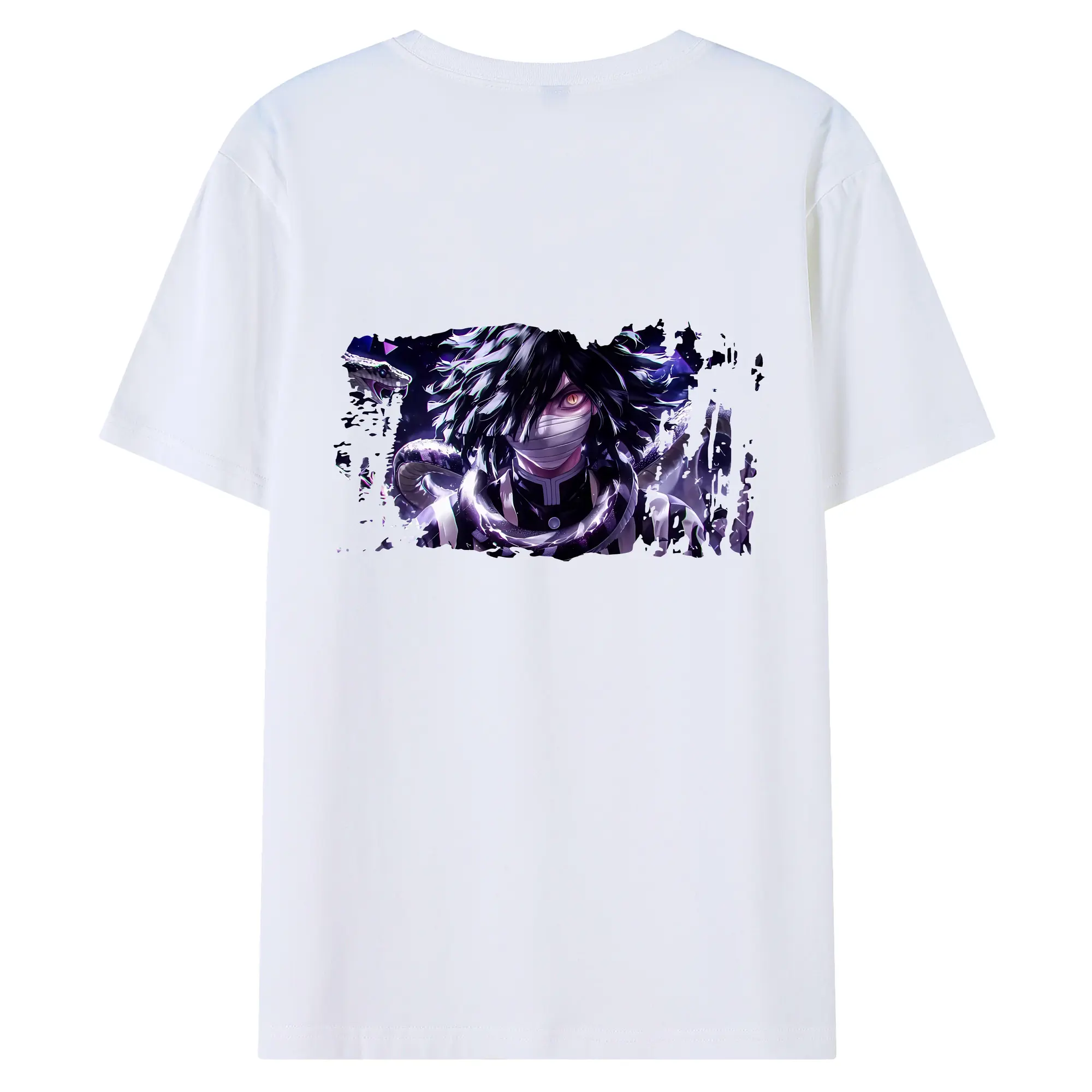 鬼滅の刃 グッズ,伊黒 小芭内 - 綿100％ 半袖Tシャツ ・ バックプリント ・ 快適 通気性 ・ 日常使い 散歩 スポーツ用