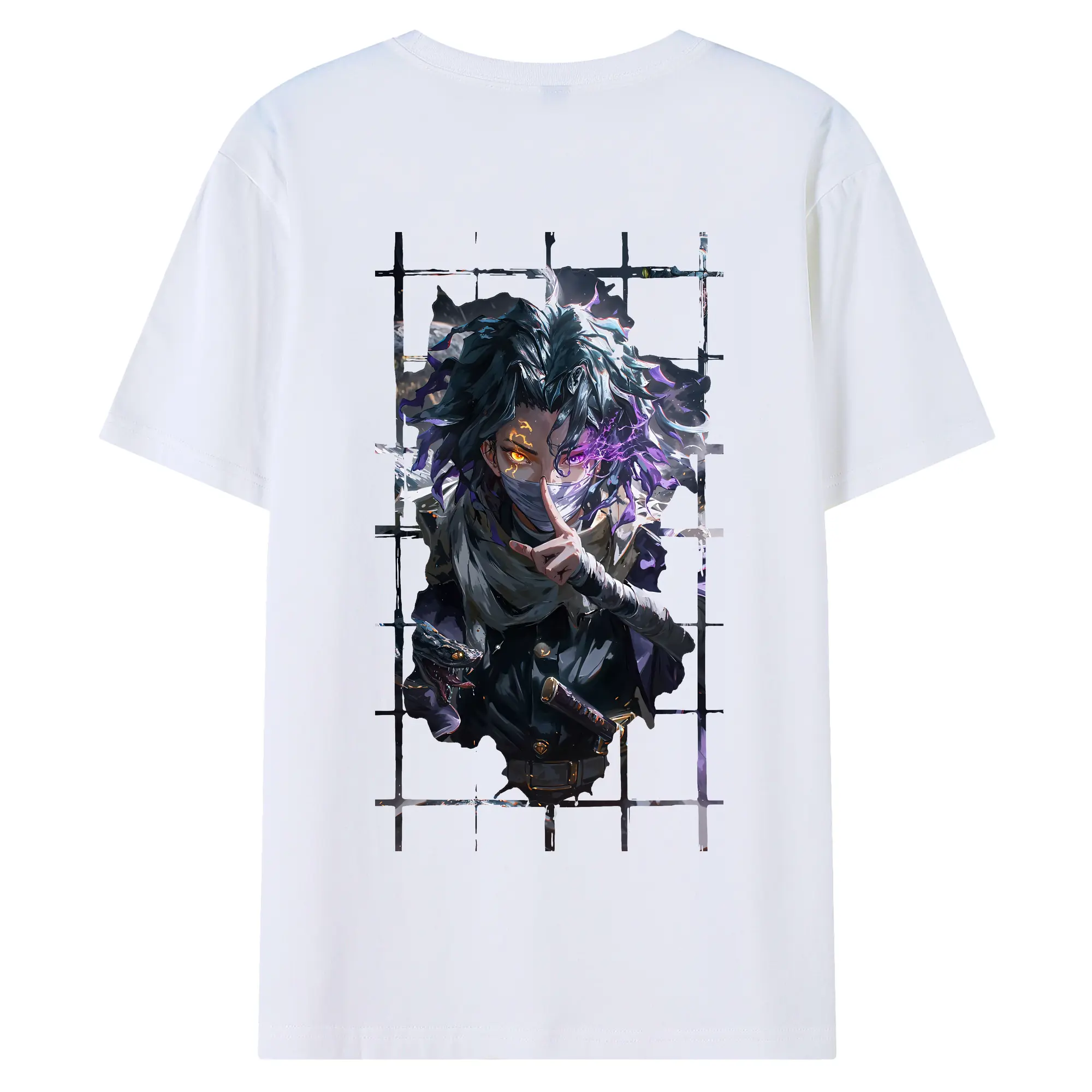 鬼滅の刃 グッズ,伊黒 小芭内 - 綿100％ 半袖Tシャツ ・ バックプリント ・ 快適 通気性 ・ 日常使い 散歩 スポーツ用