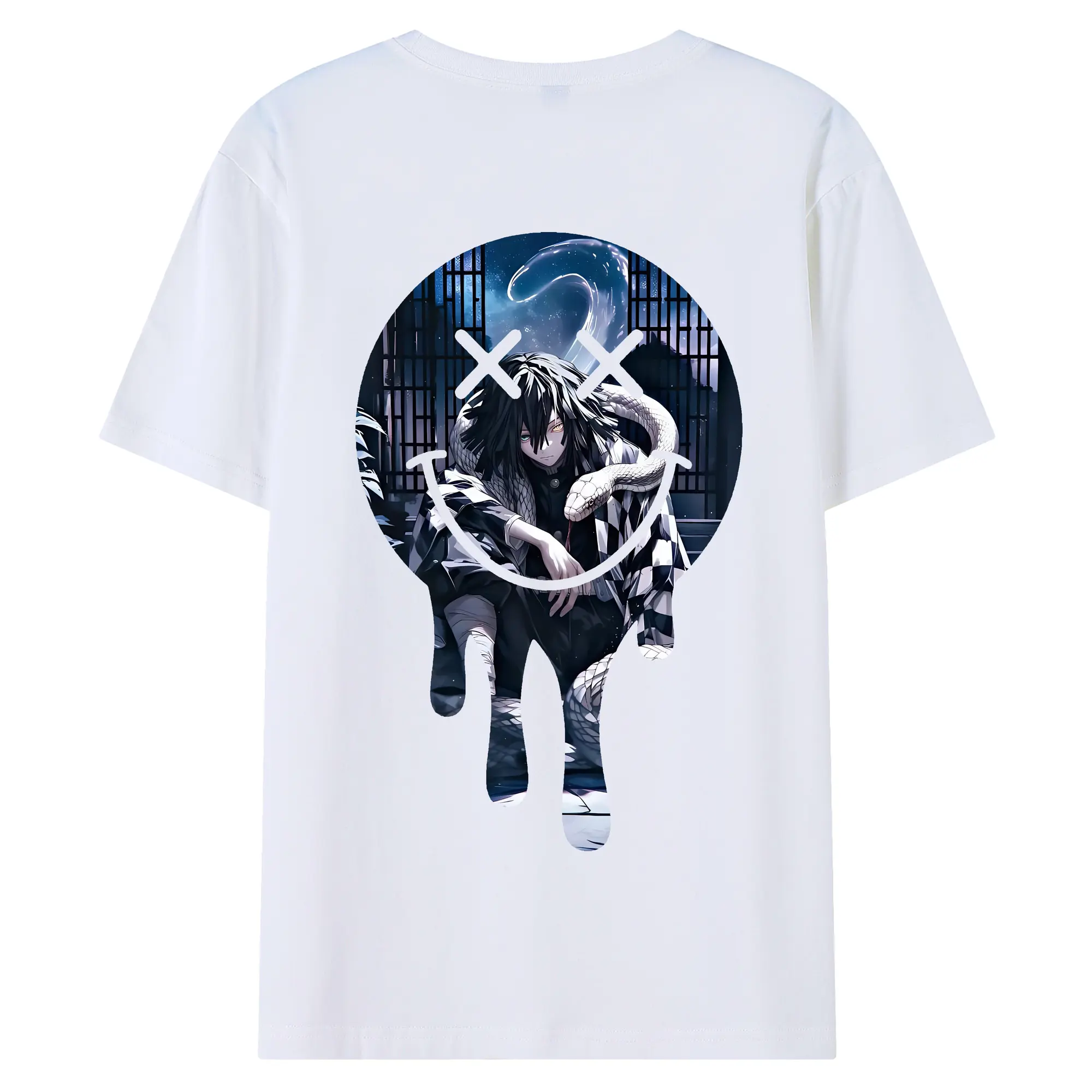 鬼滅の刃 グッズ,伊黒 小芭内 - 綿100％ 半袖Tシャツ ・ バックプリント ・ 快適 通気性 ・ 日常使い 散歩 スポーツ用