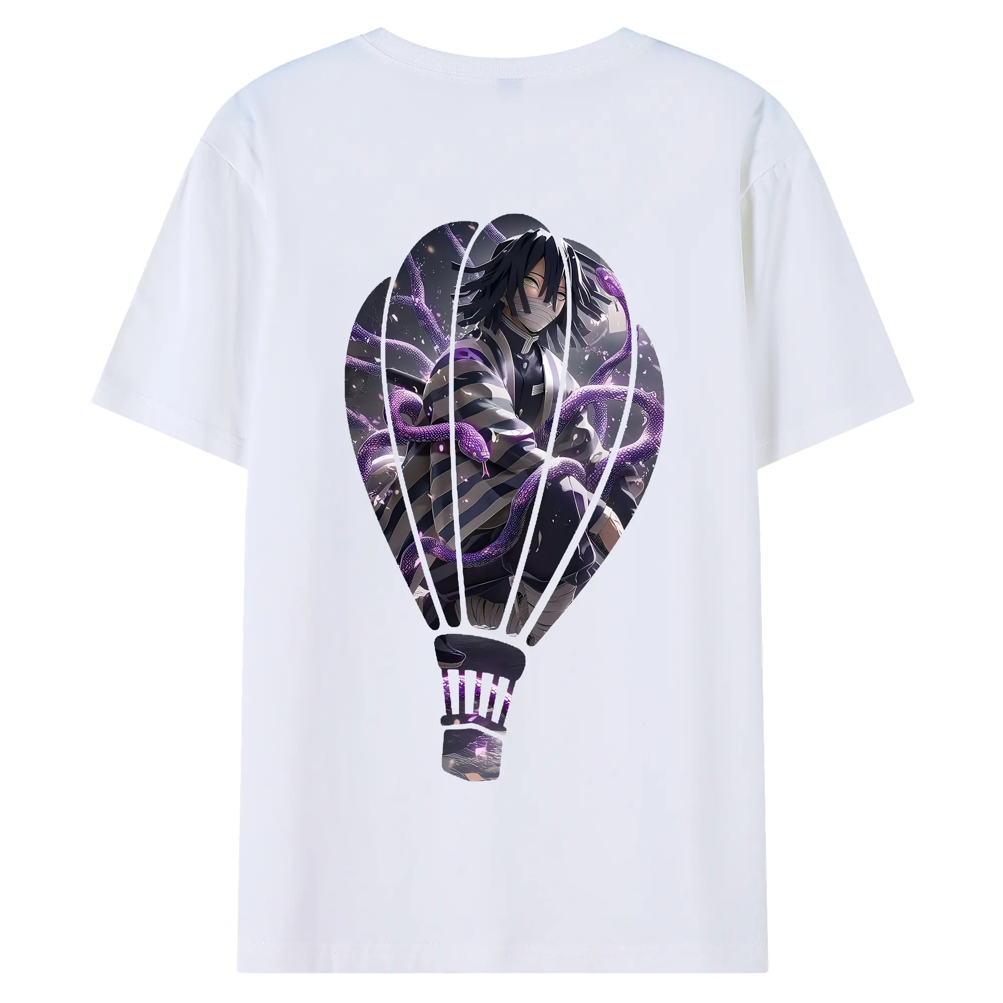 鬼滅の刃 グッズ,伊黒 小芭内 - 綿100％ 半袖Tシャツ ・ バックプリント ・ 快適 通気性 ・ 日常使い 散歩 スポーツ用