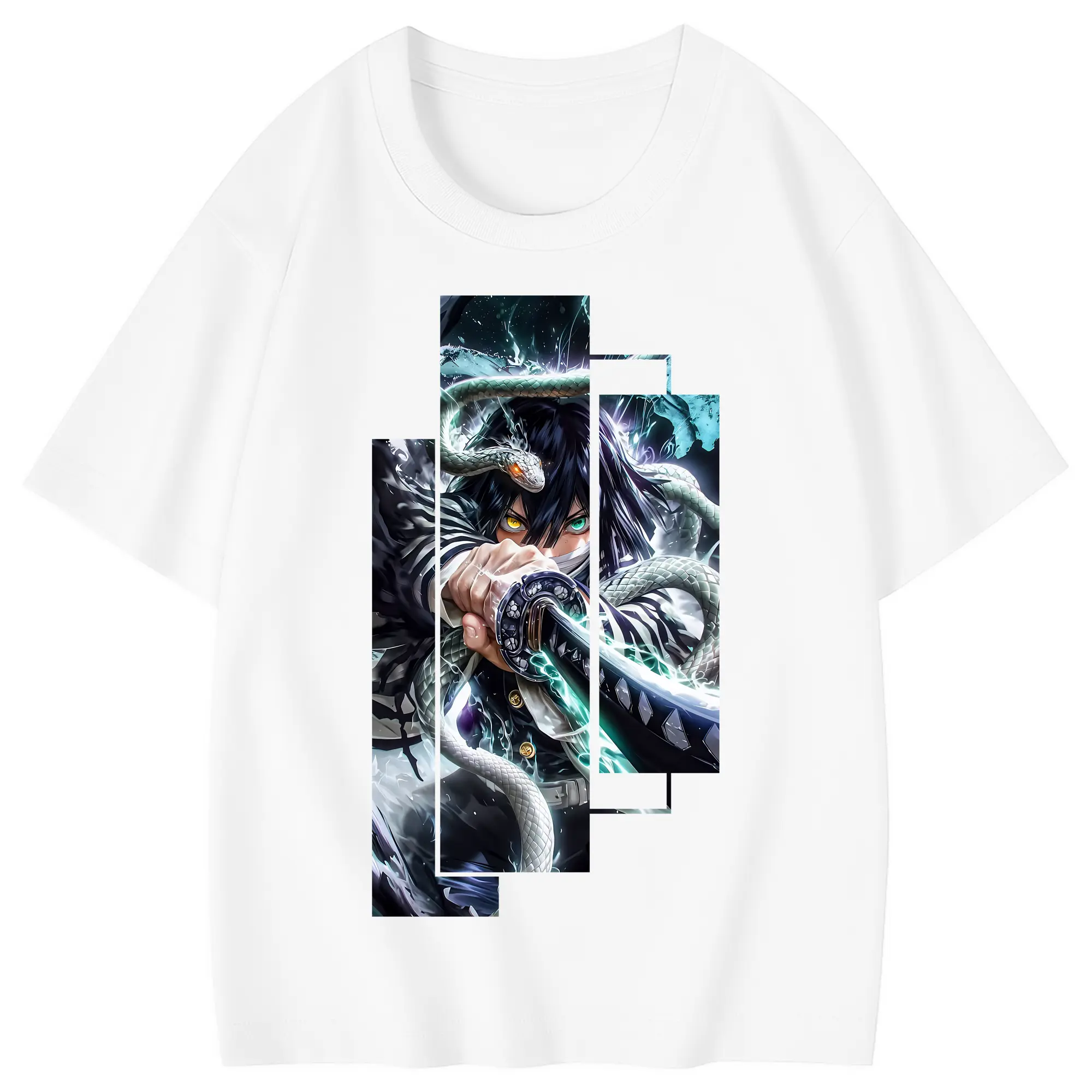 鬼滅の刃 グッズ,伊黒 小芭内 - 綿100％ キッズTシャツ ・ フロントプリント ・ 快適 通気性 ・ スポーツ カジュアル 散歩用