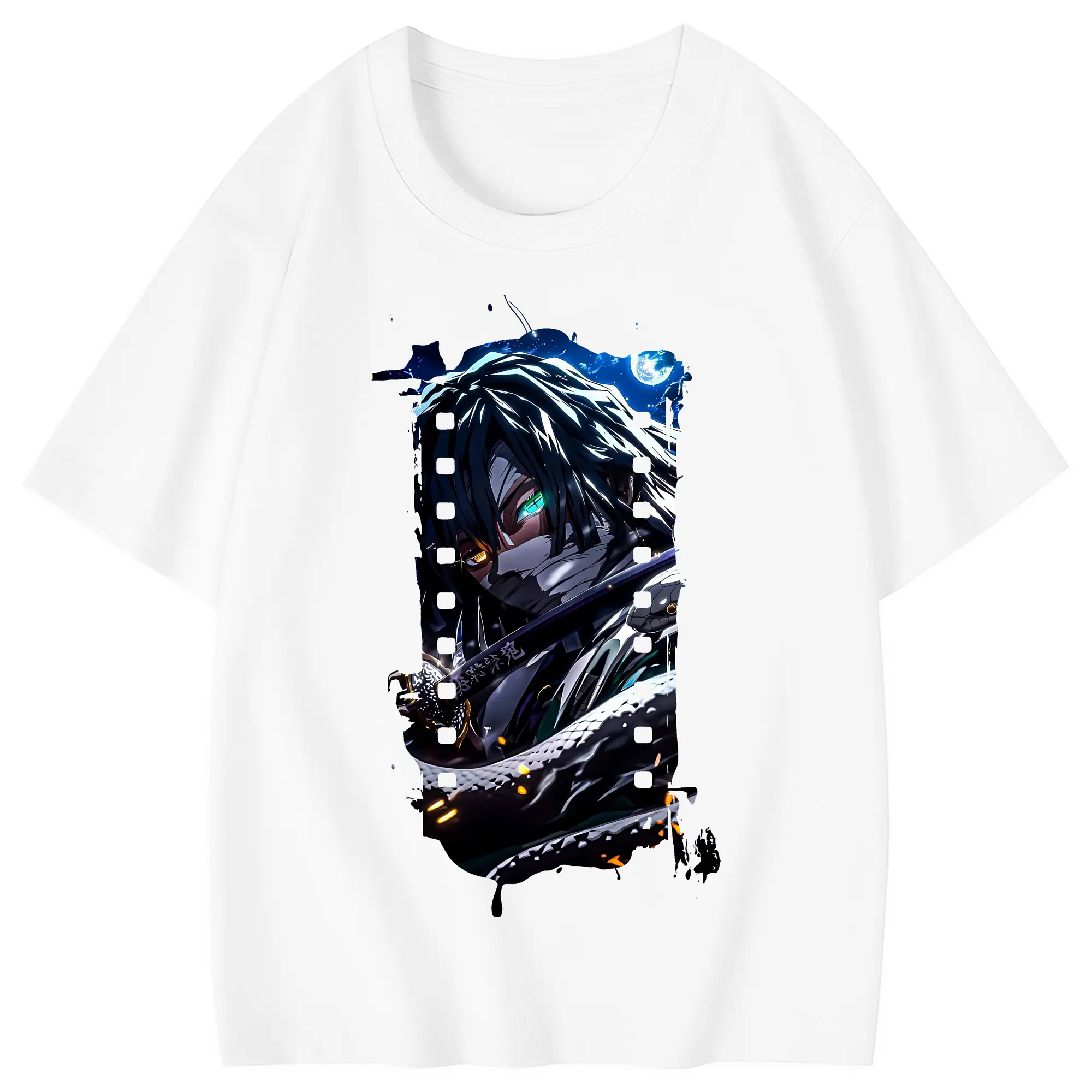 鬼滅の刃 グッズ,伊黒 小芭内 - 綿100％ キッズTシャツ ・ フロントプリント ・ 快適 通気性 ・ スポーツ カジュアル 散歩用