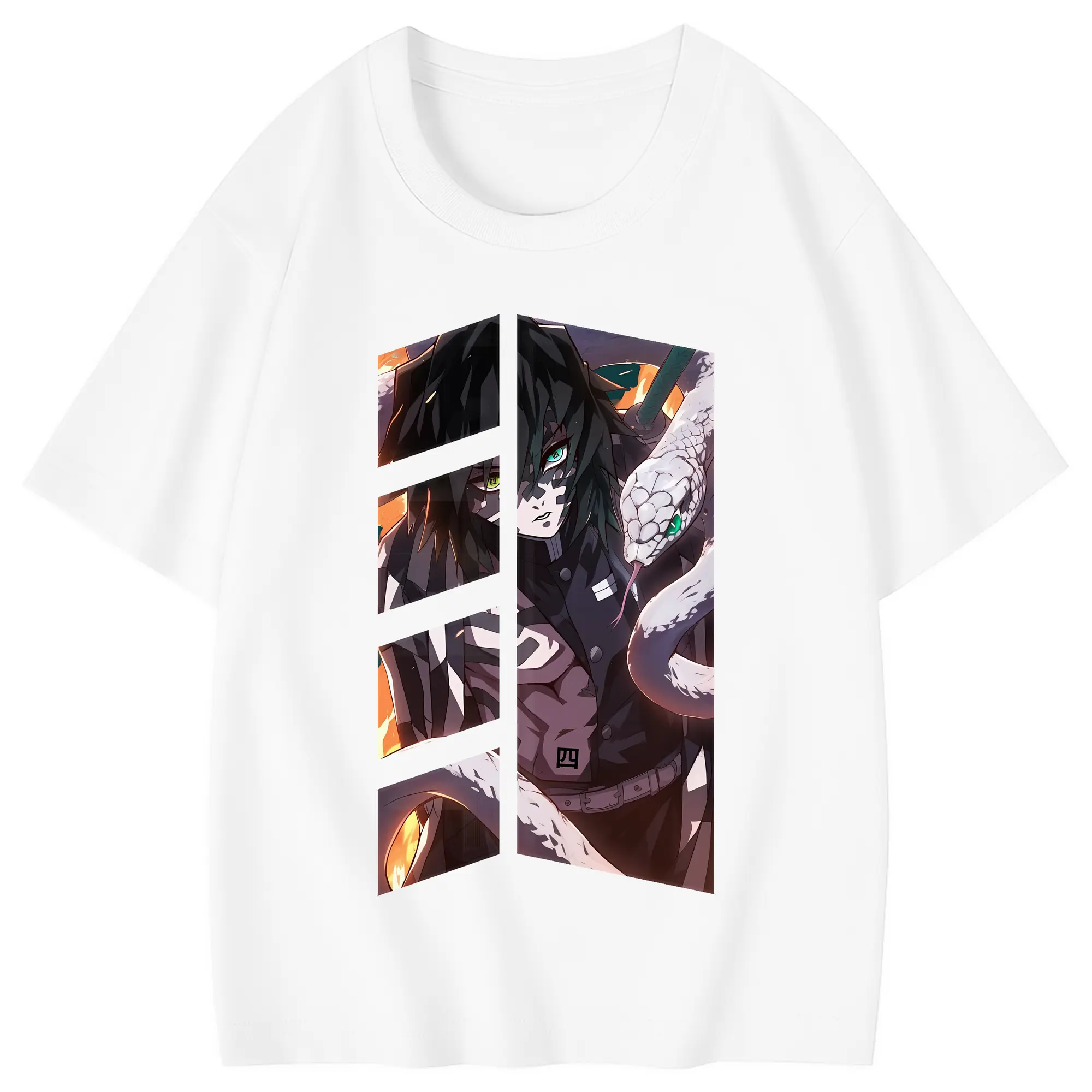 鬼滅の刃 グッズ,伊黒 小芭内 - 綿100％ キッズTシャツ ・ フロントプリント ・ 快適 通気性 ・ スポーツ カジュアル 散歩用