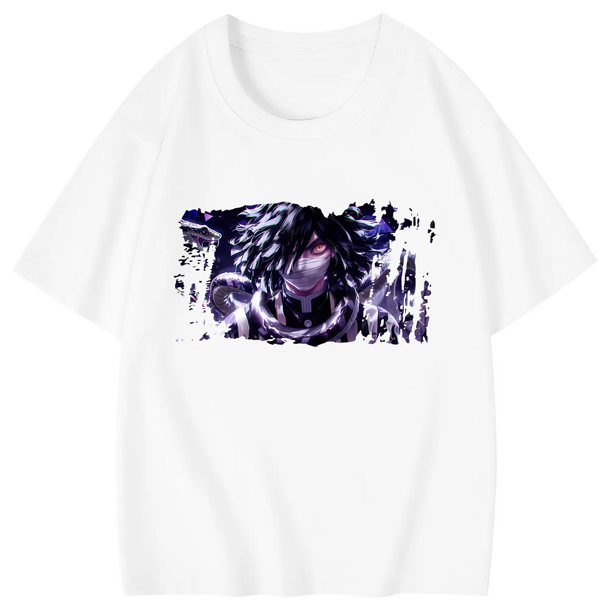 鬼滅の刃 グッズ,伊黒 小芭内 - 綿100％ キッズTシャツ ・ フロントプリント ・ 快適 通気性 ・ スポーツ カジュアル 散歩用