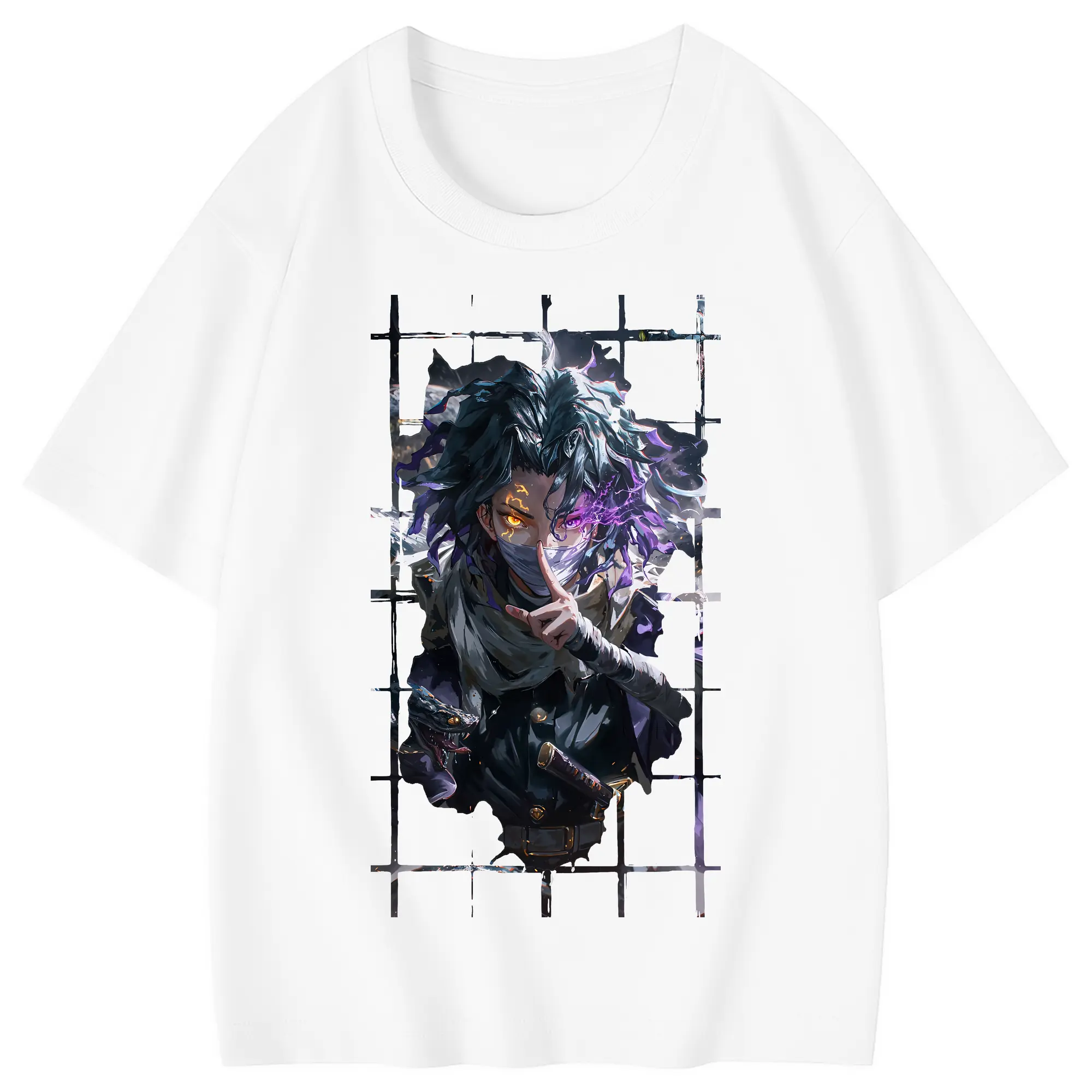 鬼滅の刃 グッズ,伊黒 小芭内 - 綿100％ キッズTシャツ ・ フロントプリント ・ 快適 通気性 ・ スポーツ カジュアル 散歩用