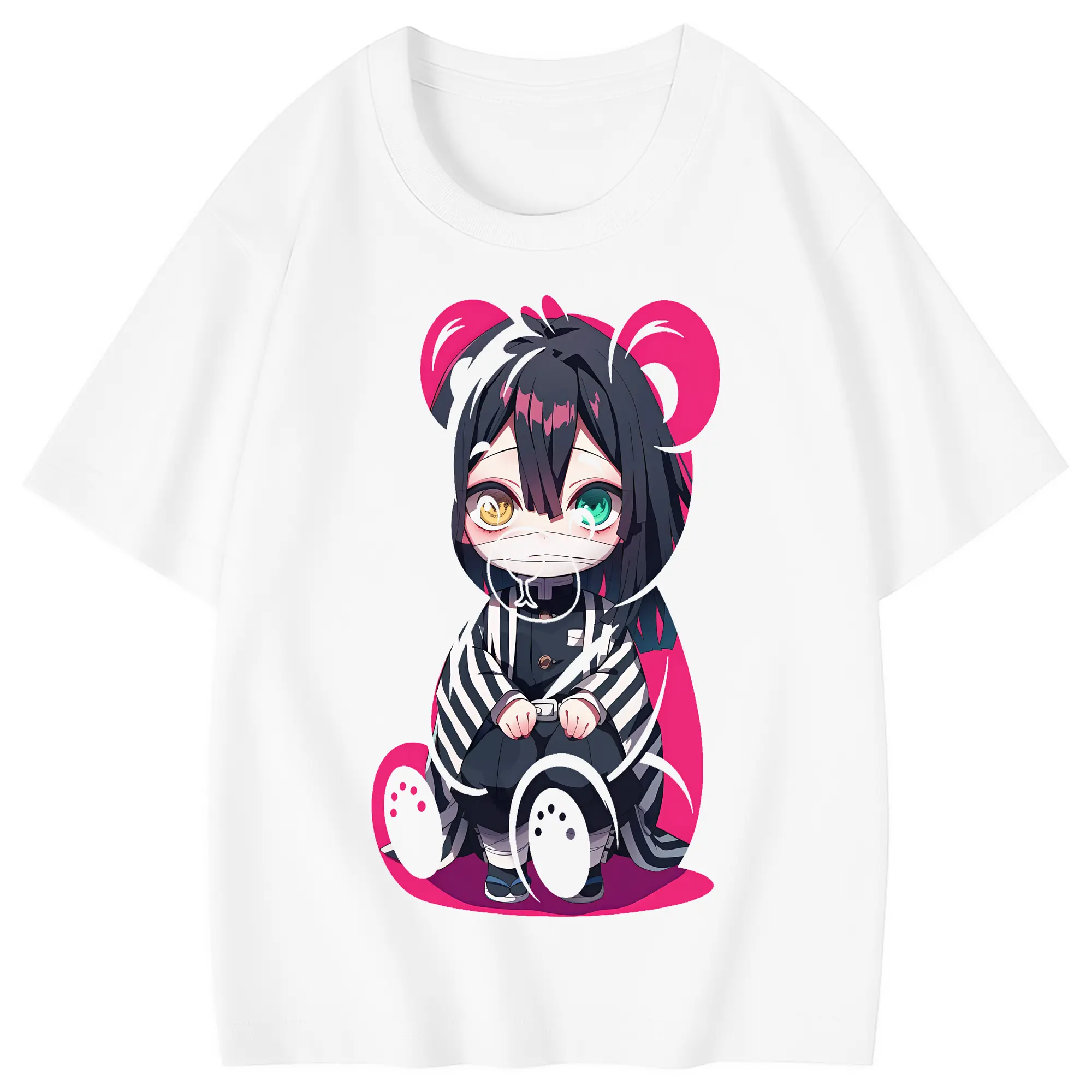 鬼滅の刃 グッズ,伊黒 小芭内 - 綿100％ キッズTシャツ ・ フロントプリント ・ 快適 通気性 ・ スポーツ カジュアル 散歩用