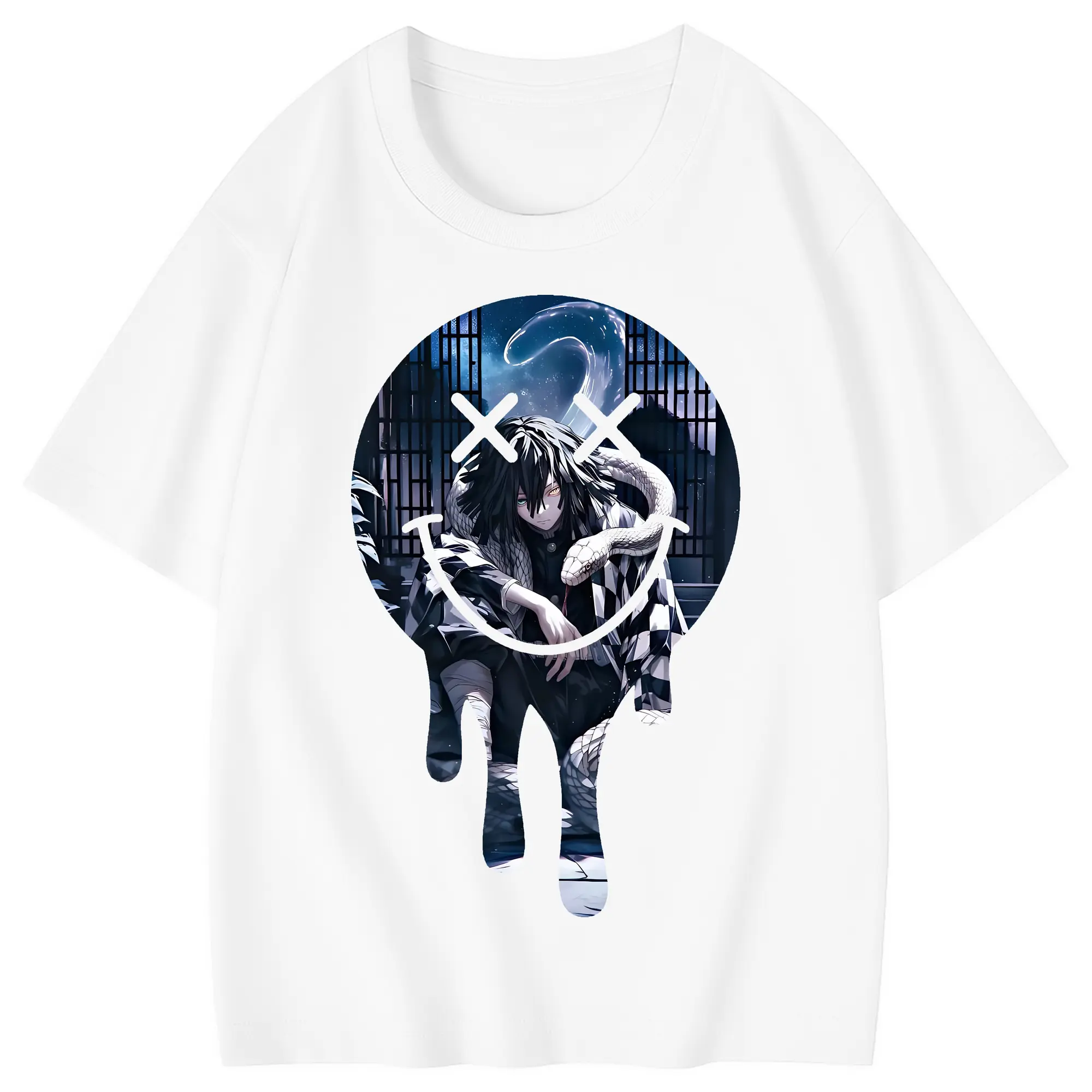 鬼滅の刃 グッズ,伊黒 小芭内 - 綿100％ キッズTシャツ ・ フロントプリント ・ 快適 通気性 ・ スポーツ カジュアル 散歩用