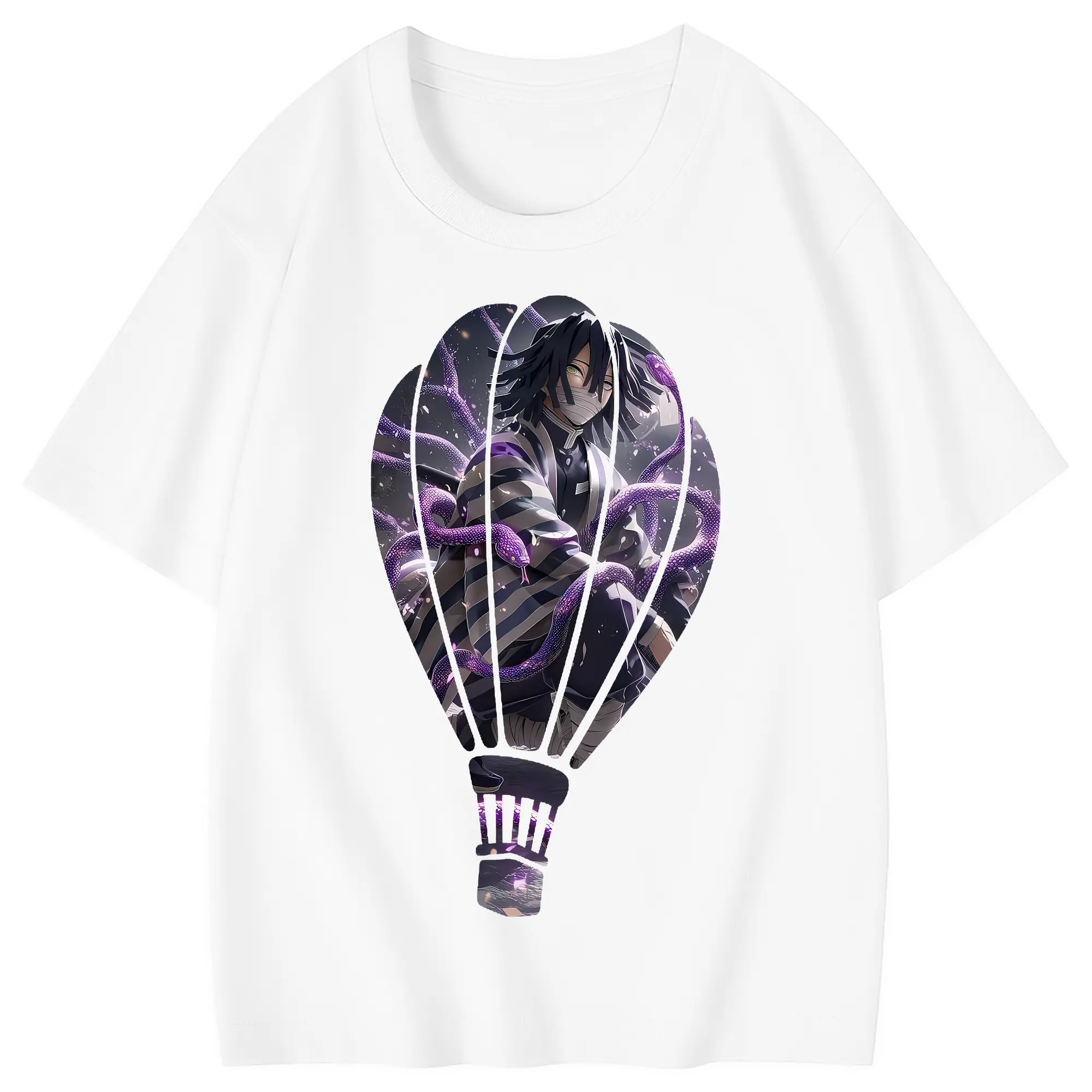 鬼滅の刃 グッズ,伊黒 小芭内 - 綿100％ キッズTシャツ ・ フロントプリント ・ 快適 通気性 ・ スポーツ カジュアル 散歩用