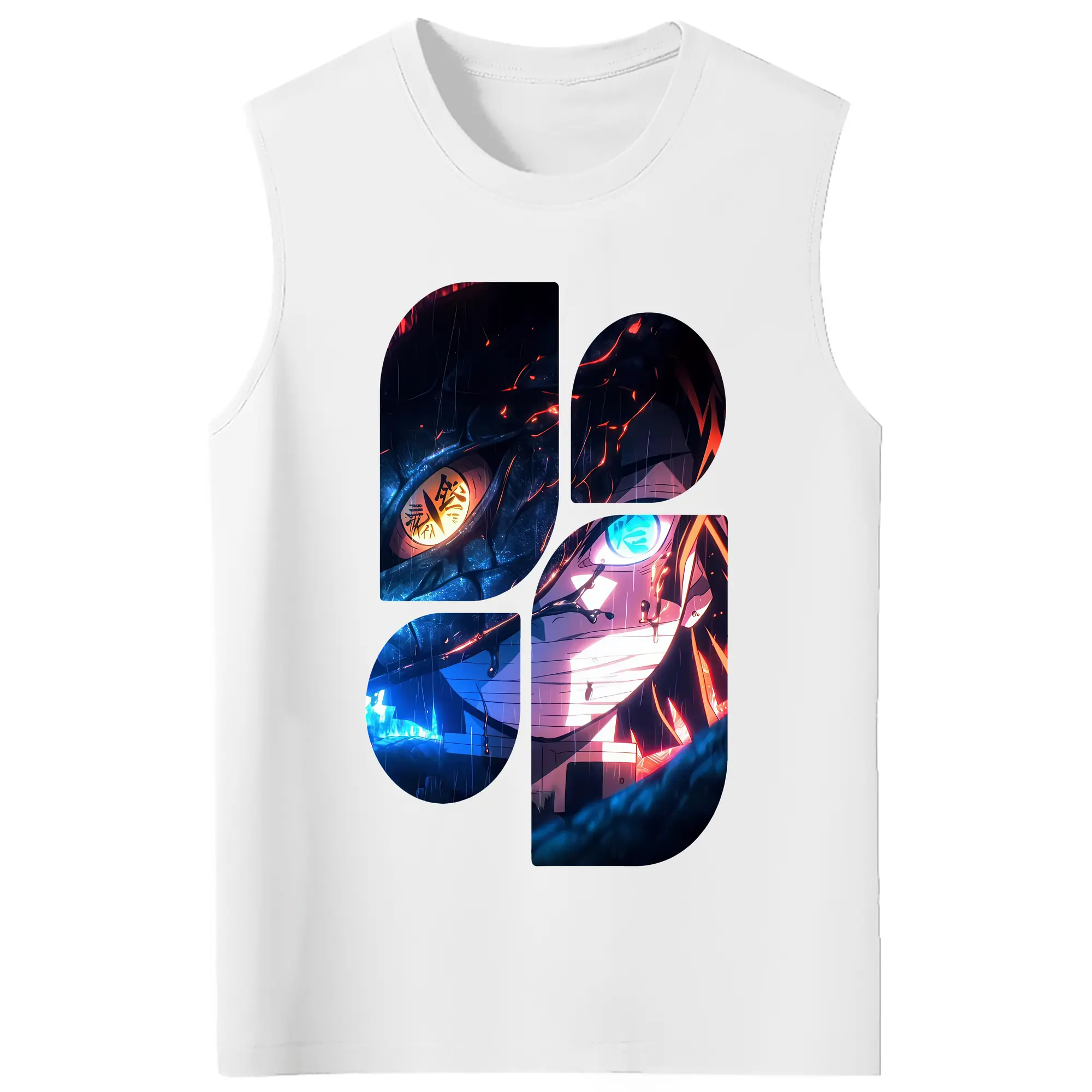鬼滅の刃 グッズ,伊黒 小芭内 - コットン100％ タンクトップ ・ フロントプリント ・ タイトフィット ・ 快適 通気性 ・ スポーツ カジュアル 散歩用