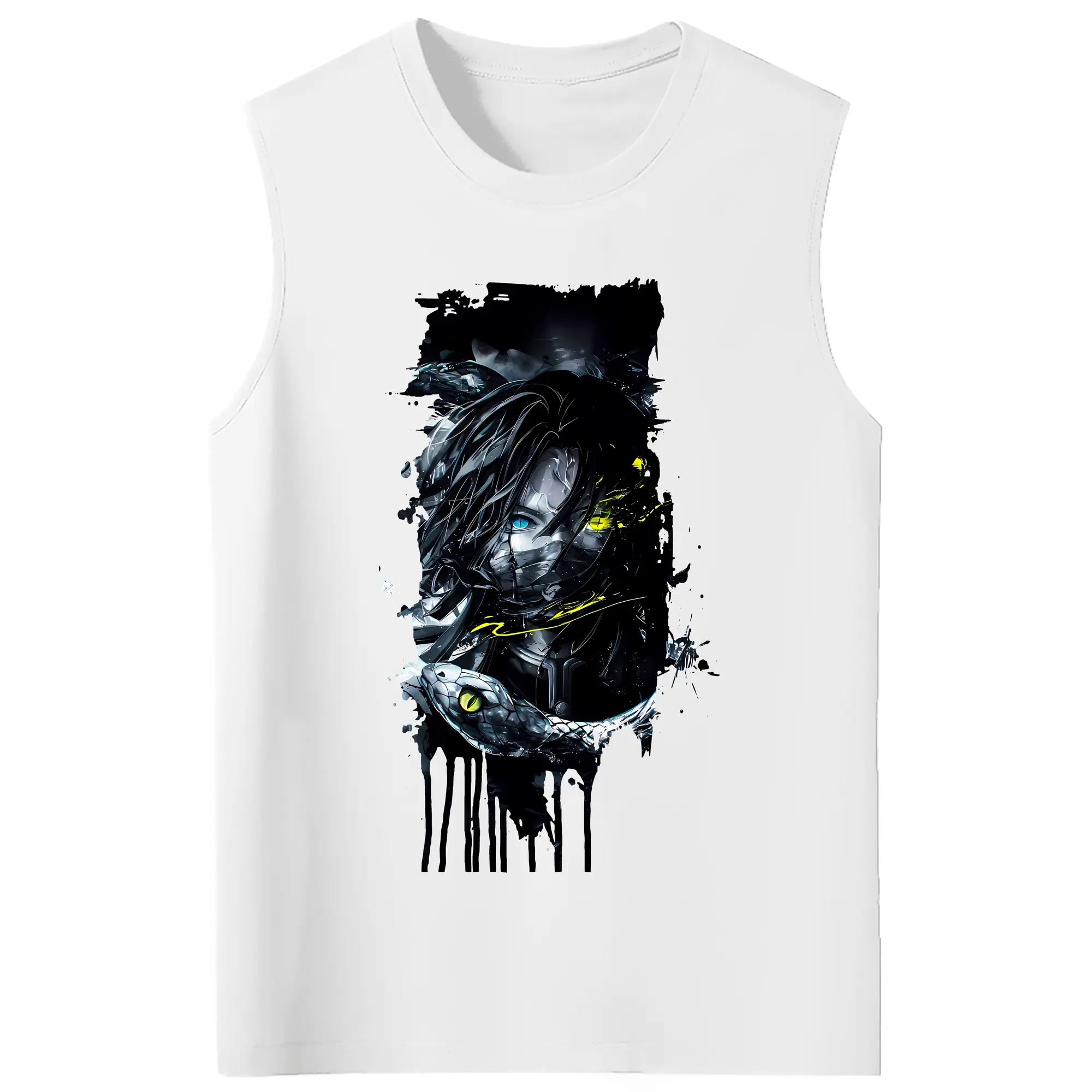 鬼滅の刃 グッズ,伊黒 小芭内 - コットン100％ タンクトップ ・ フロントプリント ・ タイトフィット ・ 快適 通気性 ・ スポーツ カジュアル 散歩用