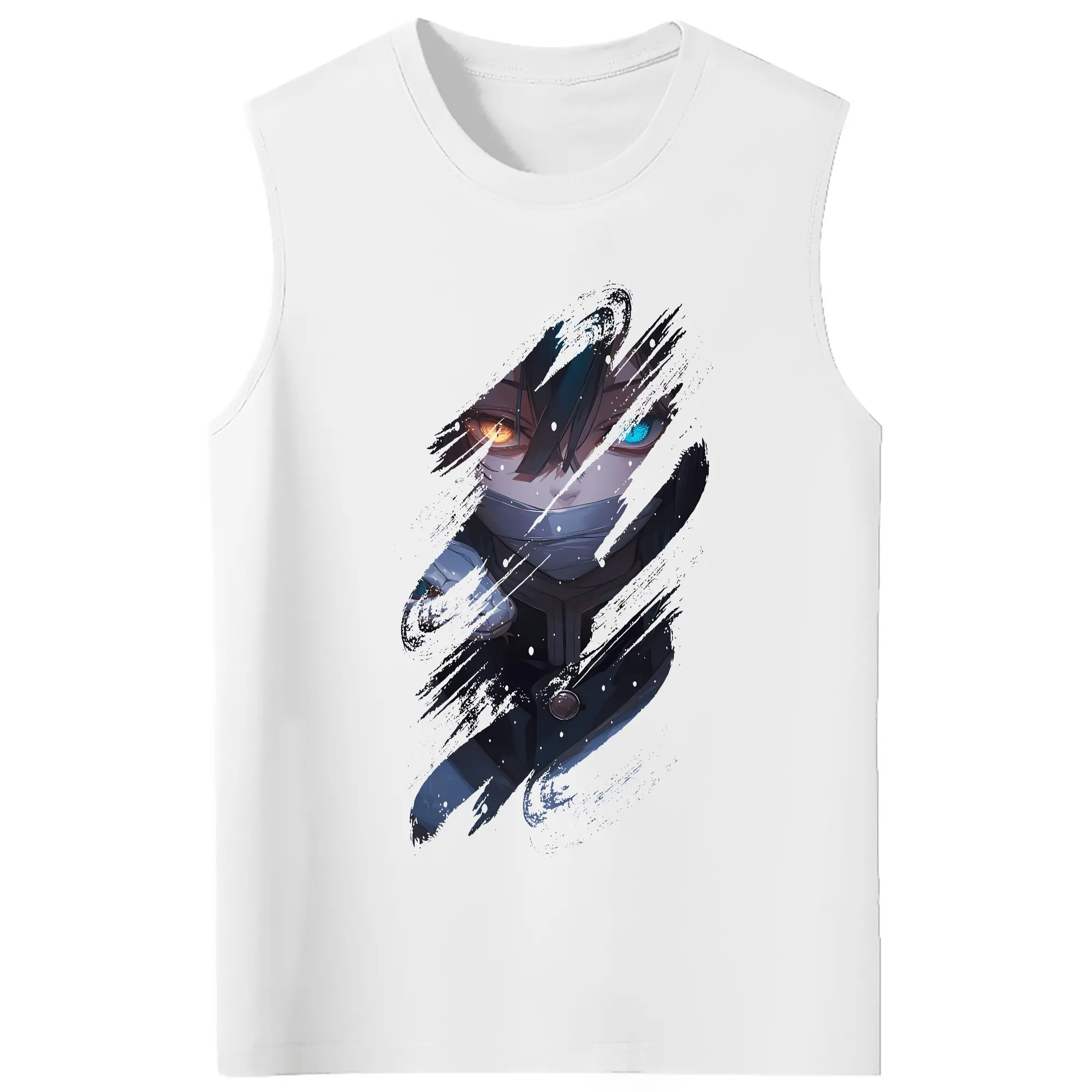 鬼滅の刃 グッズ,伊黒 小芭内 - コットン100％ タンクトップ ・ フロントプリント ・ タイトフィット ・ 快適 通気性 ・ スポーツ カジュアル 散歩用