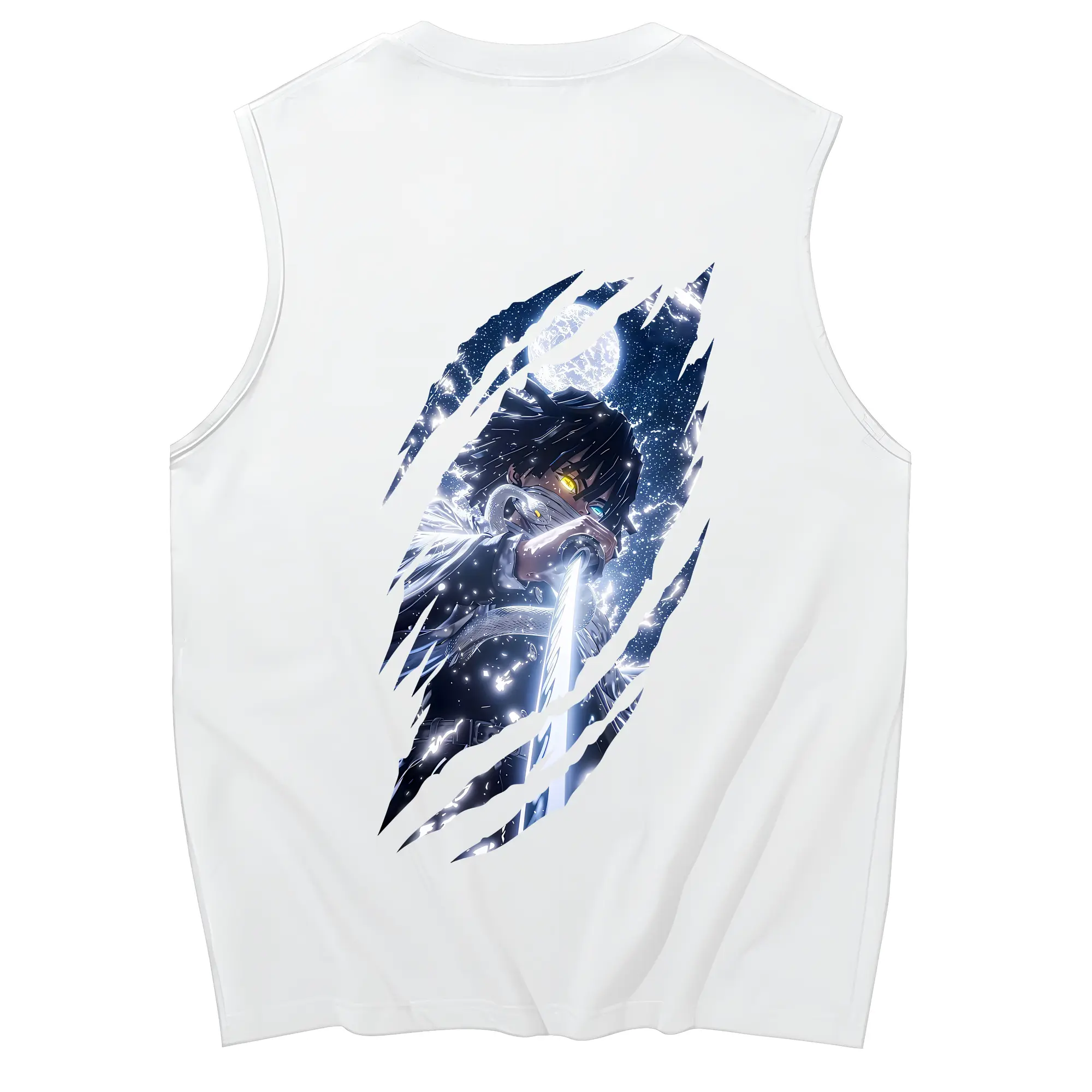 鬼滅の刃 グッズ,伊黒 小芭内 - コットン100％ タンクトップ ・ 背面プリント ・ タイトシルエット ・ 快適 通気性 ・ スポーツ カジュアル 散歩用