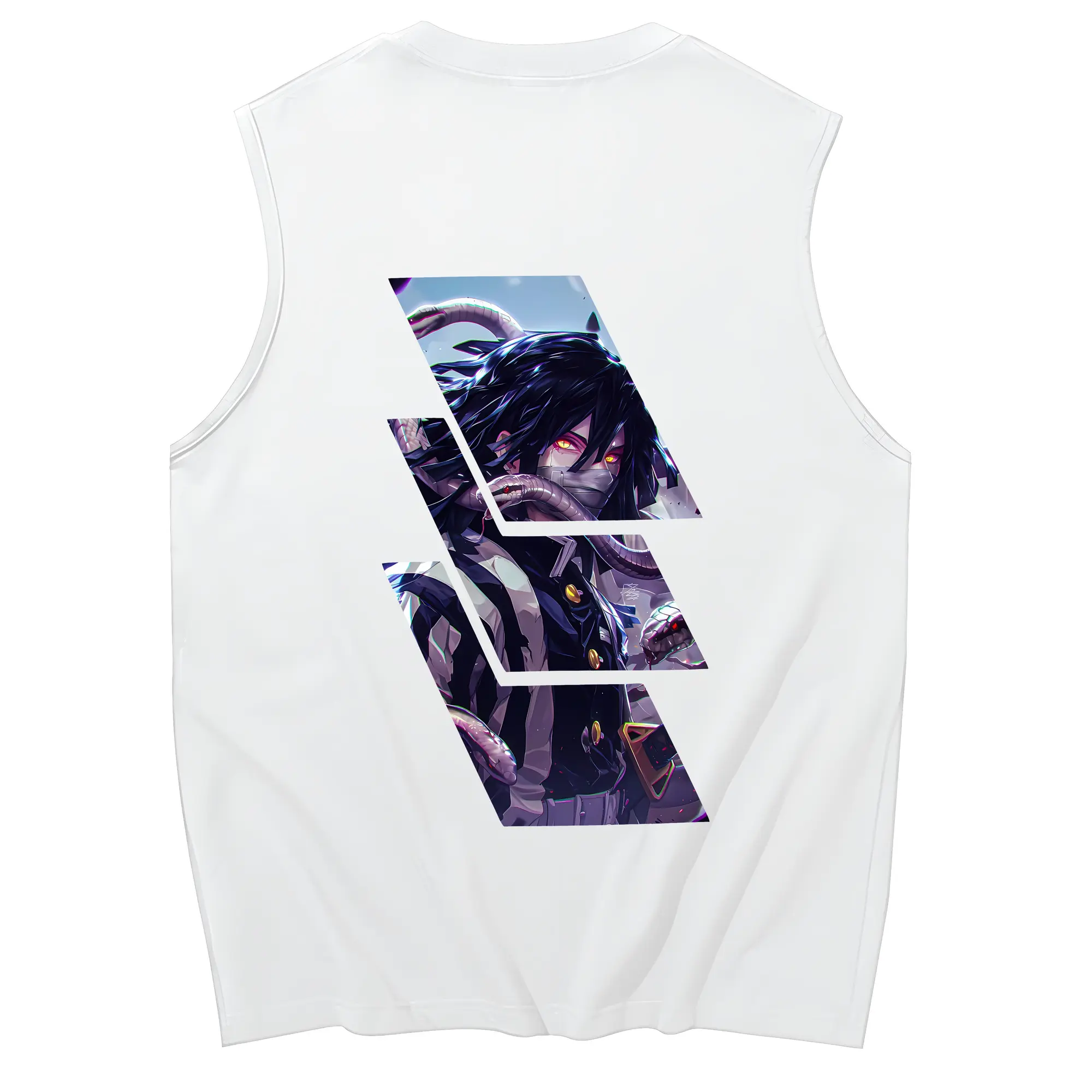 鬼滅の刃 グッズ,伊黒 小芭内 - コットン100％ タンクトップ ・ 背面プリント ・ タイトシルエット ・ 快適 通気性 ・ スポーツ カジュアル 散歩用