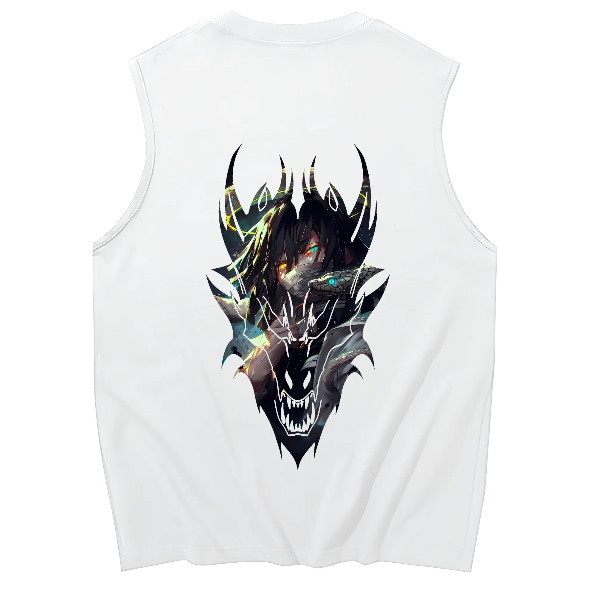 鬼滅の刃 グッズ,伊黒 小芭内 - コットン100％ タンクトップ ・ 背面プリント ・ タイトシルエット ・ 快適 通気性 ・ スポーツ カジュアル 散歩用