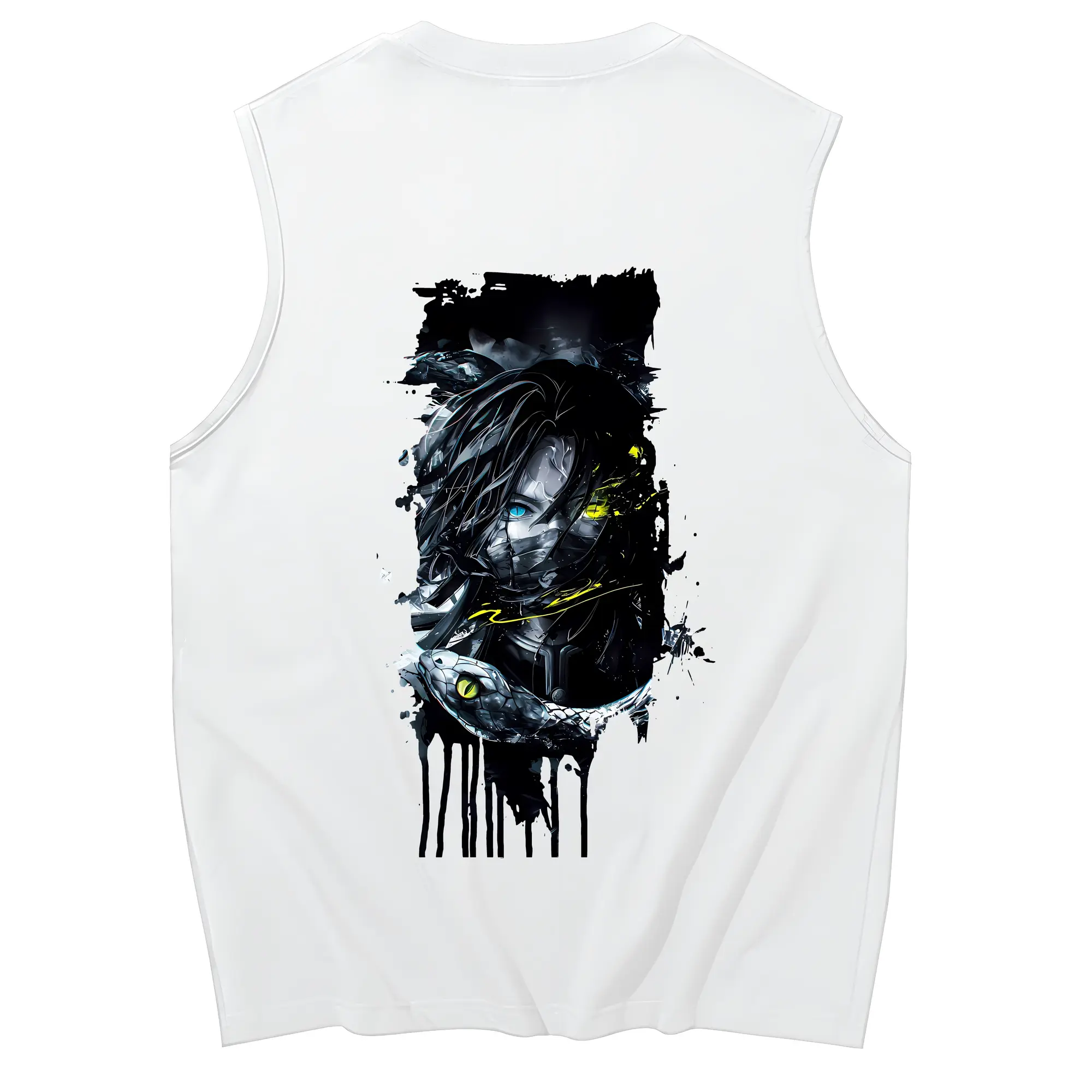 鬼滅の刃 グッズ,伊黒 小芭内 - コットン100％ タンクトップ ・ 背面プリント ・ タイトシルエット ・ 快適 通気性 ・ スポーツ カジュアル 散歩用