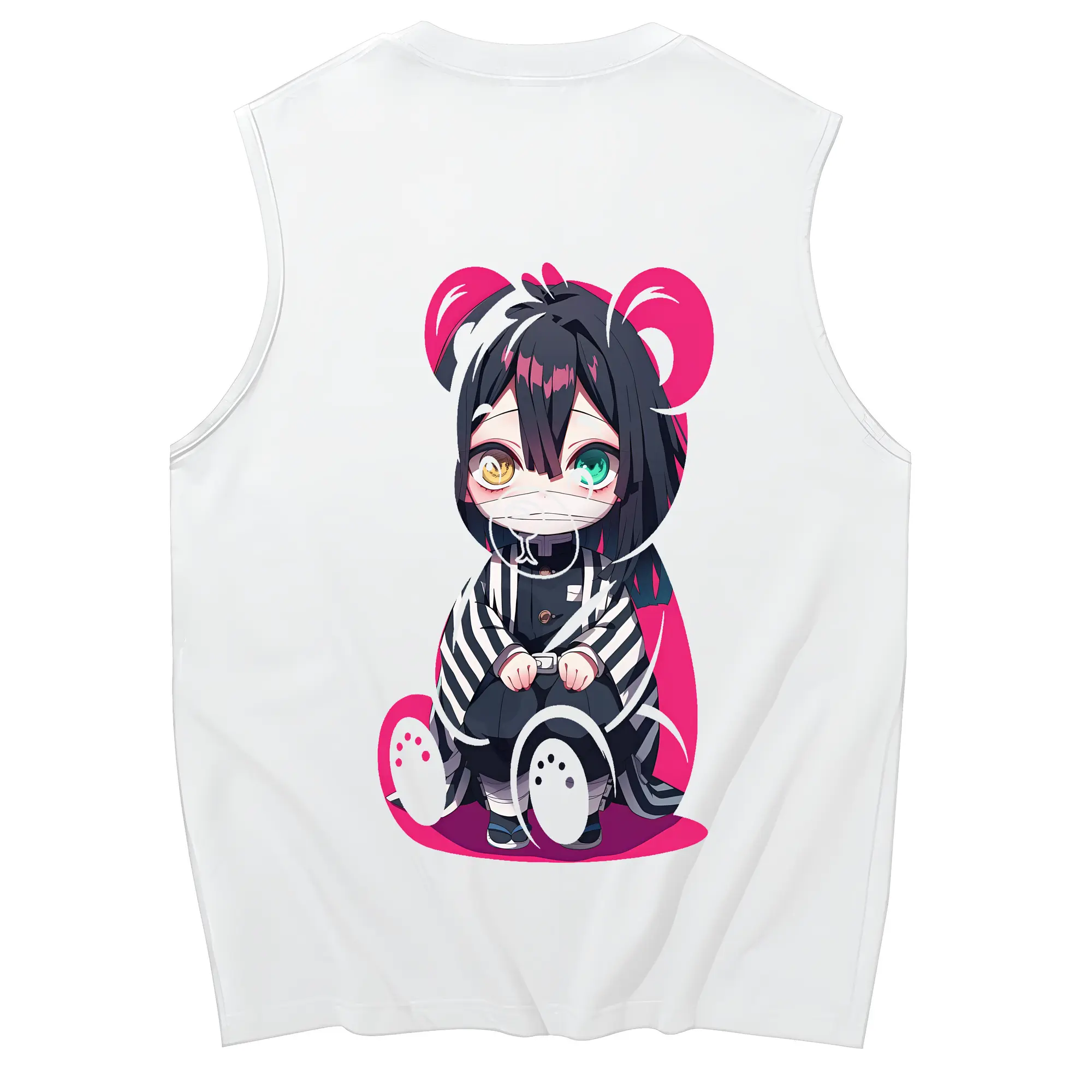 鬼滅の刃 グッズ,伊黒 小芭内 - コットン100％ タンクトップ ・ 背面プリント ・ タイトシルエット ・ 快適 通気性 ・ スポーツ カジュアル 散歩用