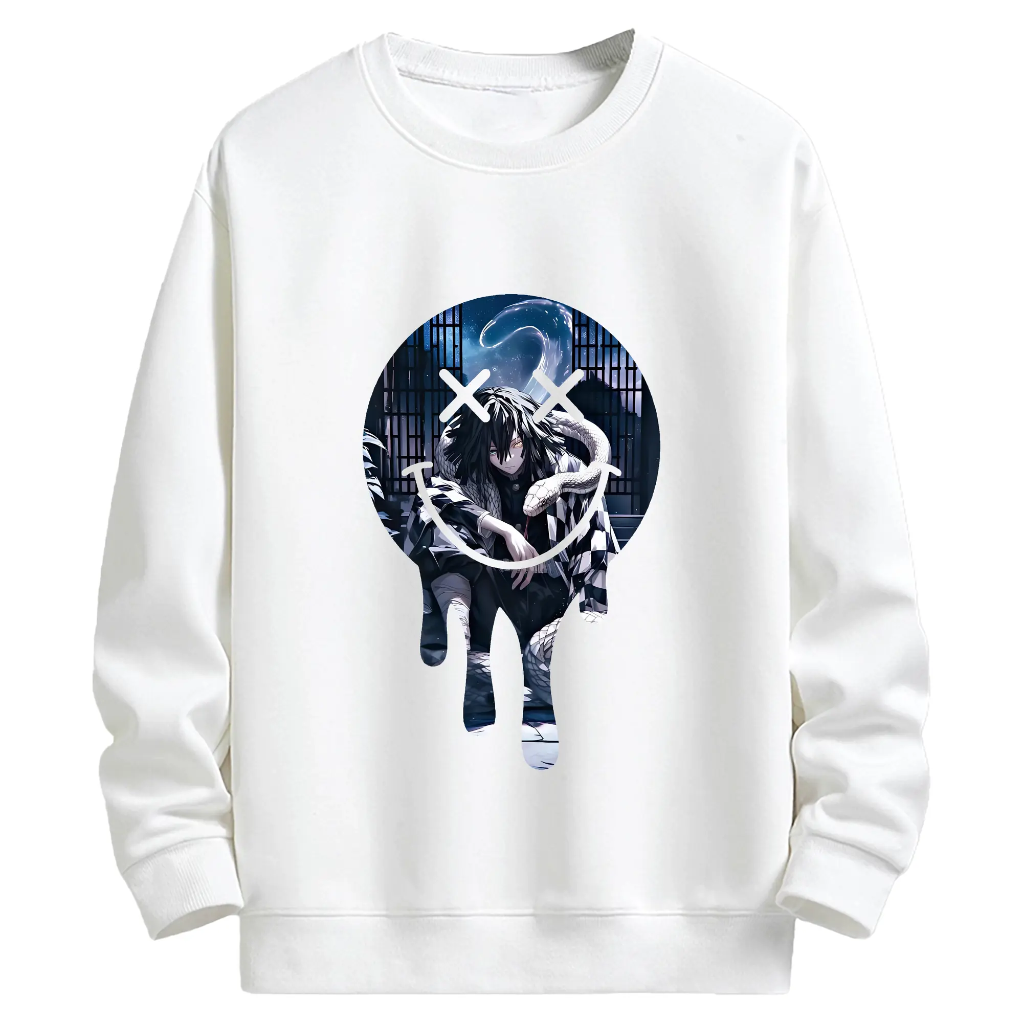 鬼滅の刃 グッズ,伊黒 小芭内 - 高品質 クルーネック スウェット ・ コットン59％ ポリエステル41％ ・ ユニセックス 長袖 トレーナー ・ カジュアル デイリー スポーツ 散歩用