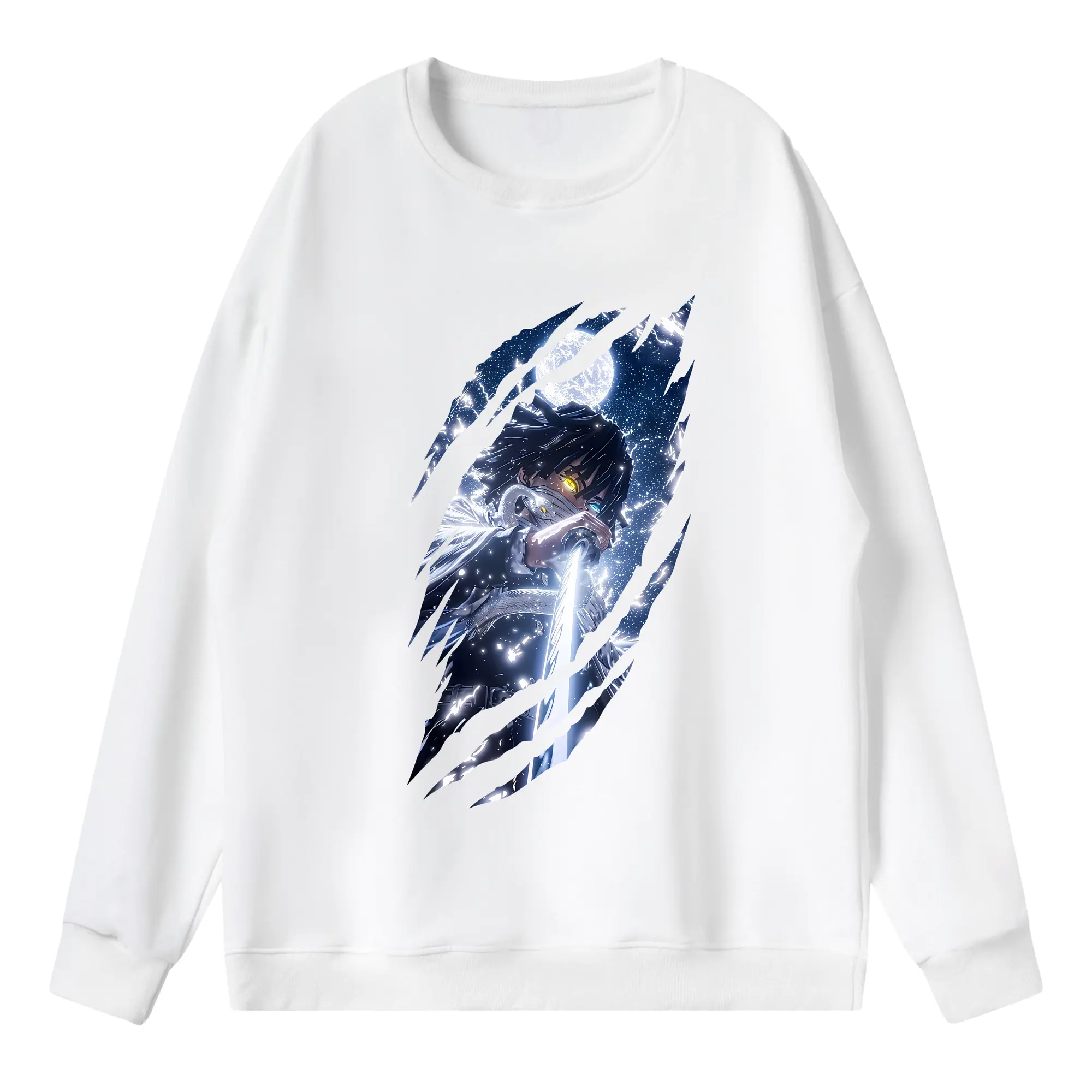 鬼滅の刃 グッズ,伊黒 小芭内 - 薄手 クルーネック スウェット 裏毛260g · ポリエステル 春秋向け カジュアル 男女兼用 · トレーナー デイリー スポーツ 散歩に最適