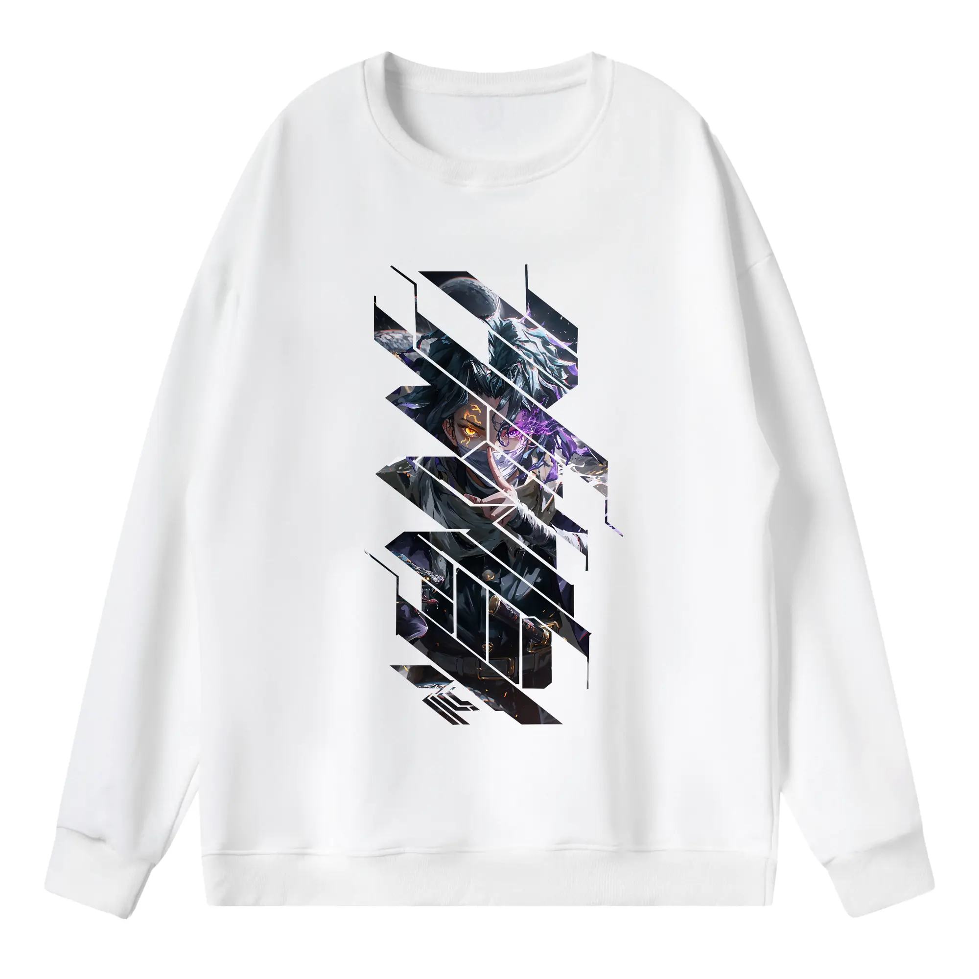 鬼滅の刃 グッズ,伊黒 小芭内 - 薄手 クルーネック スウェット 裏毛260g · ポリエステル 春秋向け カジュアル 男女兼用 · トレーナー デイリー スポーツ 散歩に最適