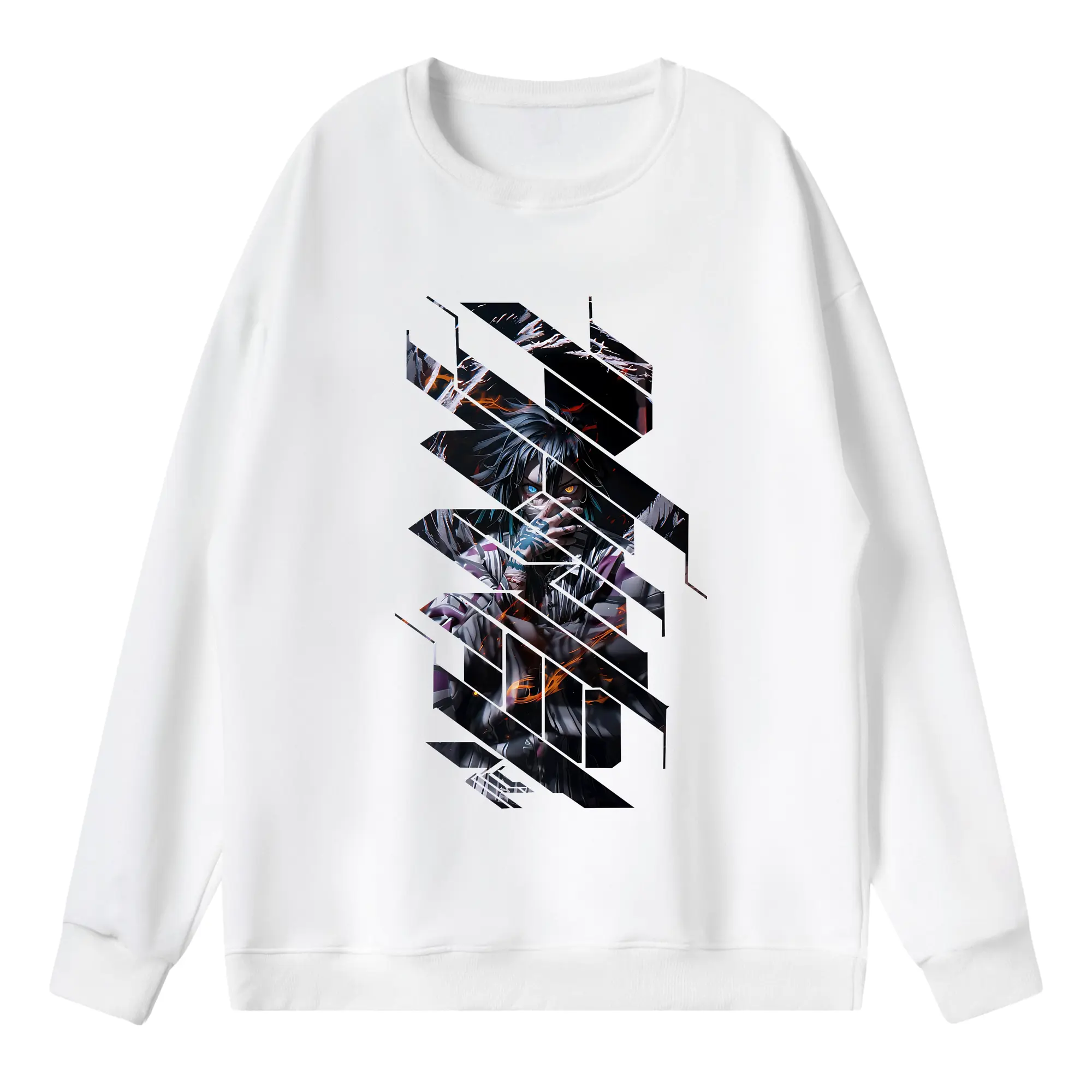 鬼滅の刃 グッズ,伊黒 小芭内 - 薄手 クルーネック スウェット 裏毛260g · ポリエステル 春秋向け カジュアル 男女兼用 · トレーナー デイリー スポーツ 散歩に最適